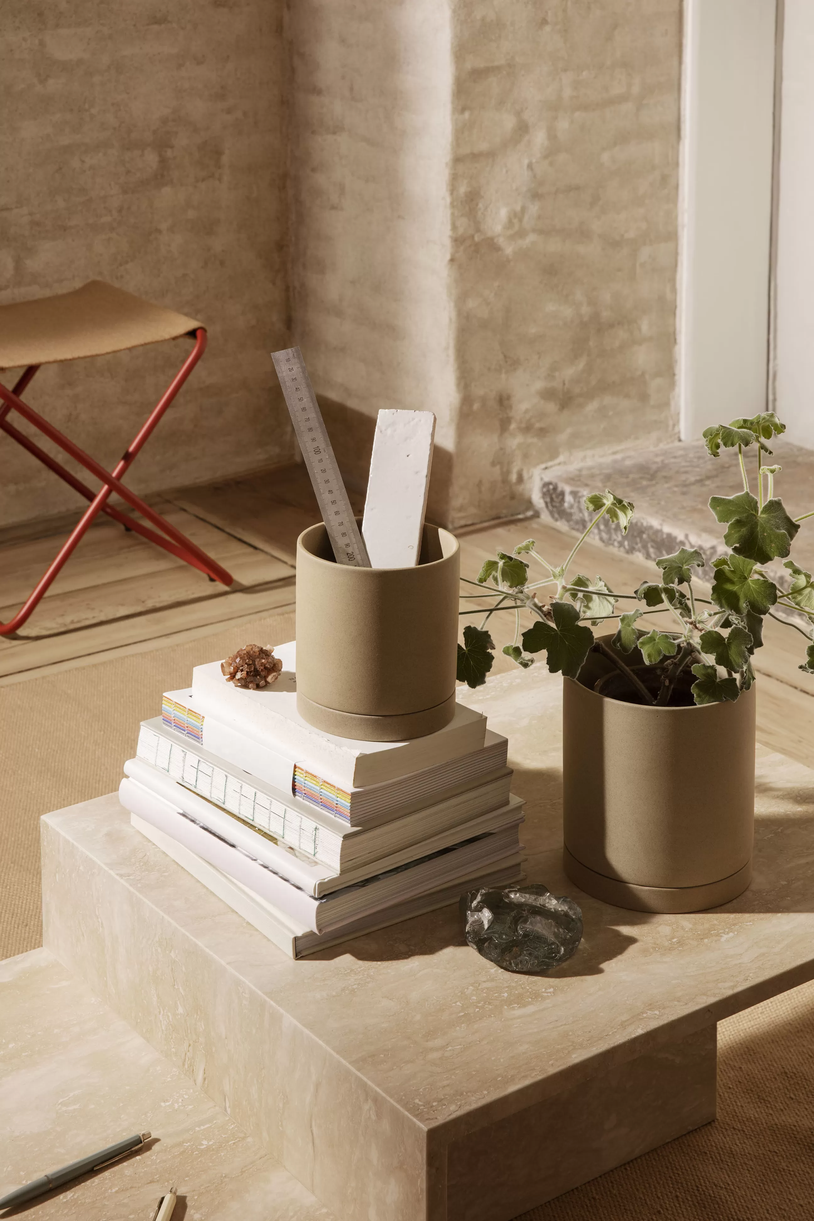 Pots Et Plantes>Ferm Living Pot De Fleurs Sekki Medium Ceramique Beige / O 13,5 X H 15,7 Cm - Gres - Sable