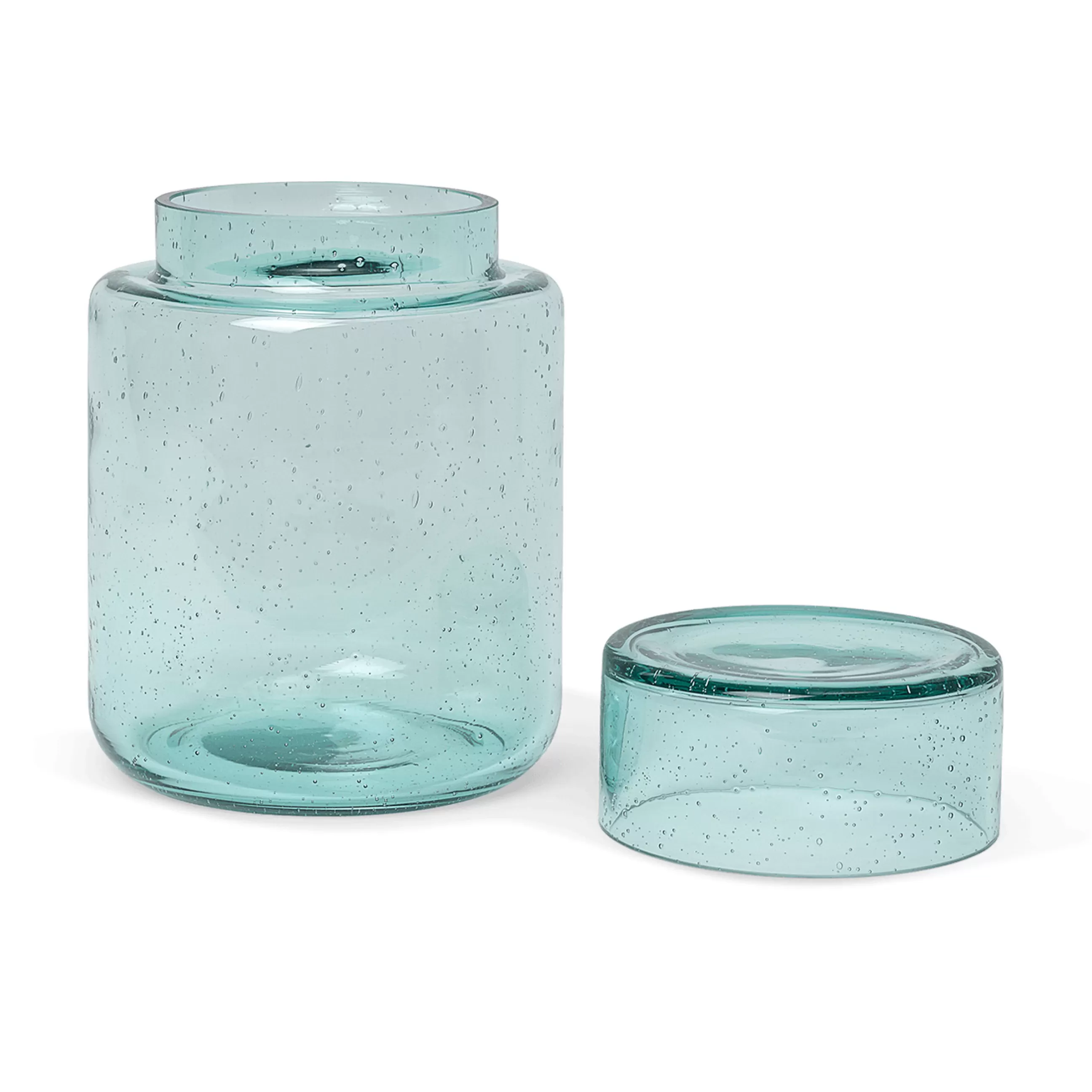 Boîtes Et Conservation>Ferm Living Pot Oli Verre Vert / Verre Recycle - 1,7 L / O 13 X H 19,5 Cm - Vert D'Eau