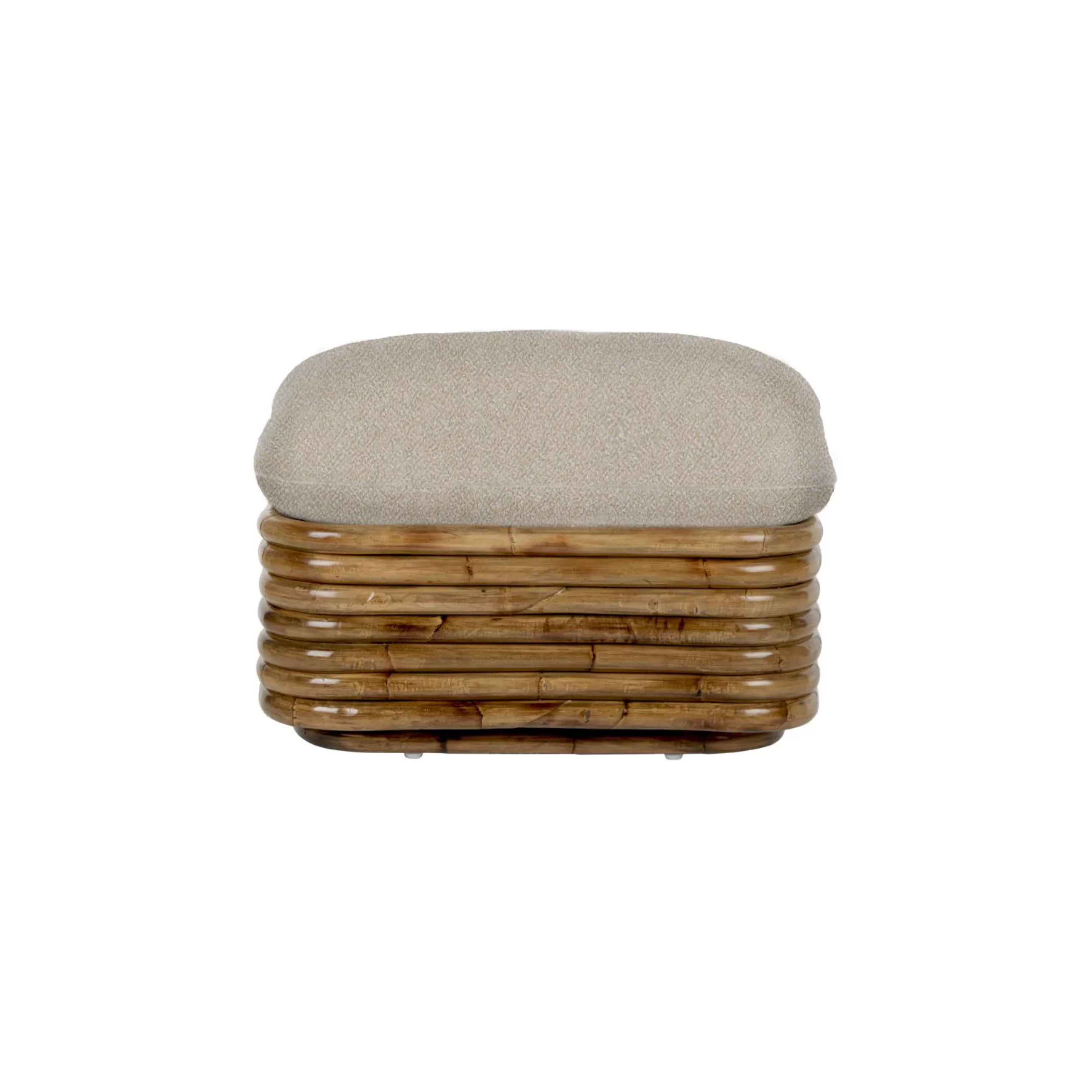 Poufs Coussins Tapis D'extérieur>Gubi Pouf Bohemian ‘72 Tissu Fibre Vegetale Blanc Beige / Reedition 1972 - Rotin - Blanc Casse - Rotin Naturel