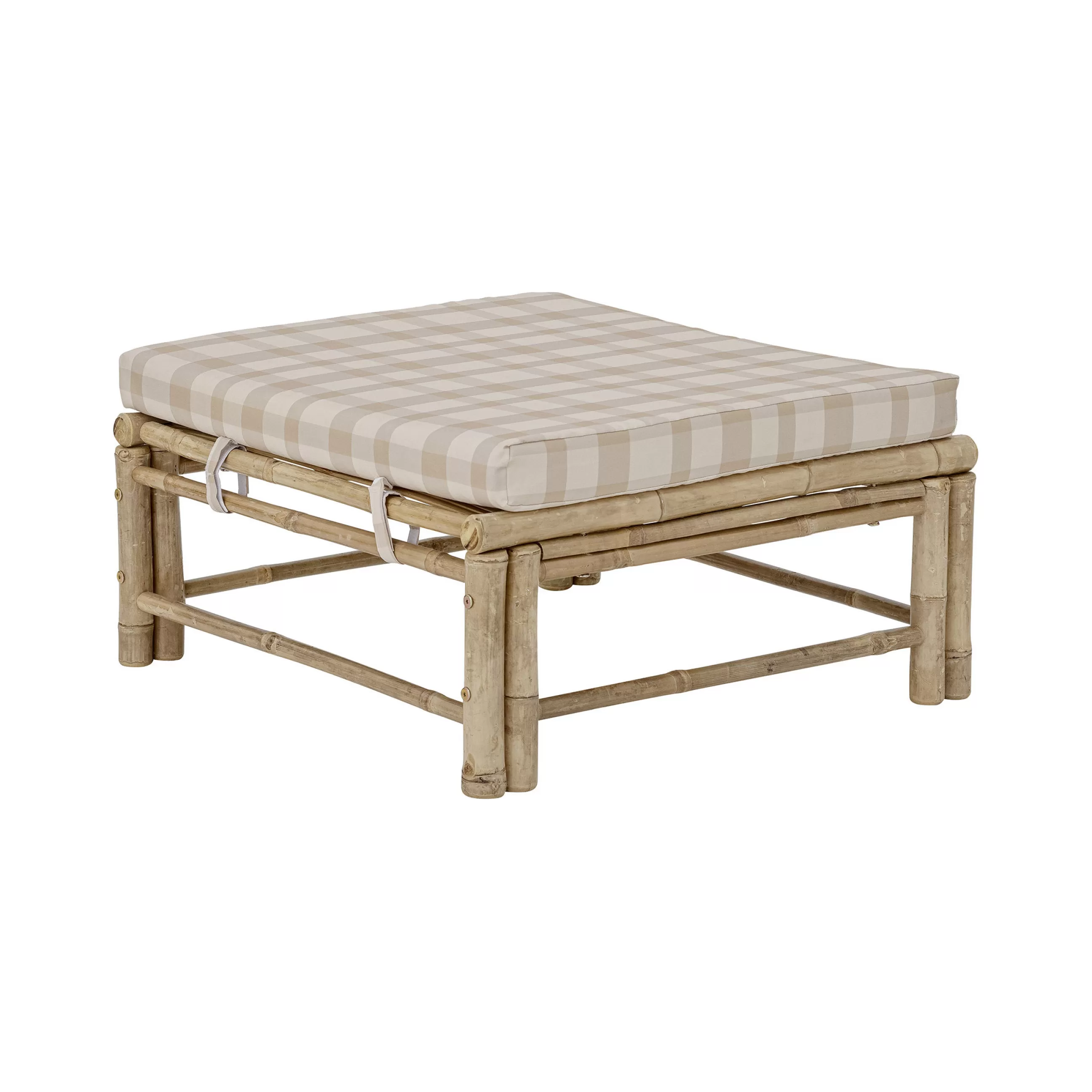Poufs Coussins Tapis D'extérieur>Bloomingville Pouf Korfu Tissu Beige Bois Naturel / Bambou - 72 X 72 Cm - Bambou - Beige