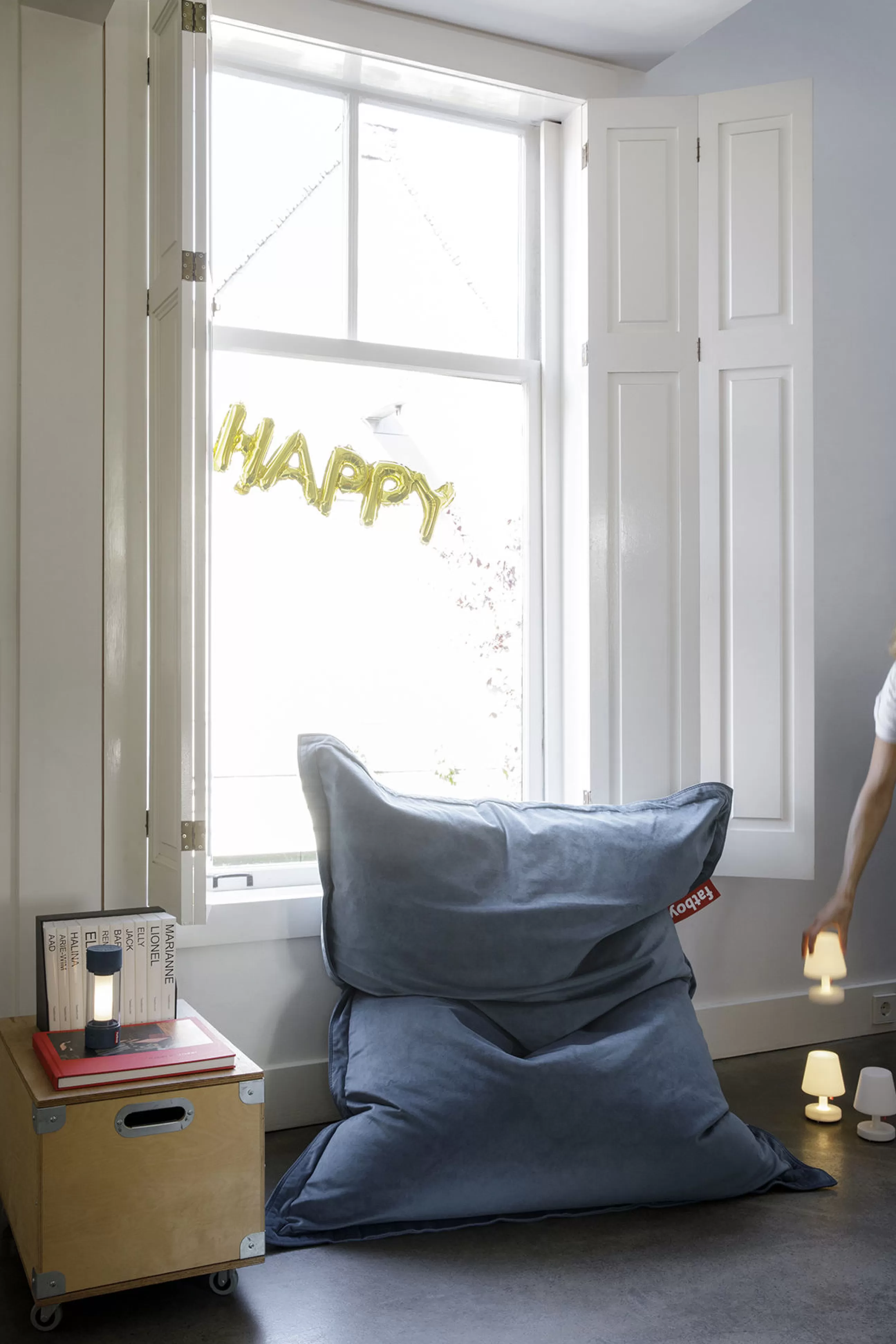 Poufs>Fatboy Pouf Original Slim Velvet Tissu Bleu / Velours Recycle - 155 X 120 Cm - Bleu Nuage