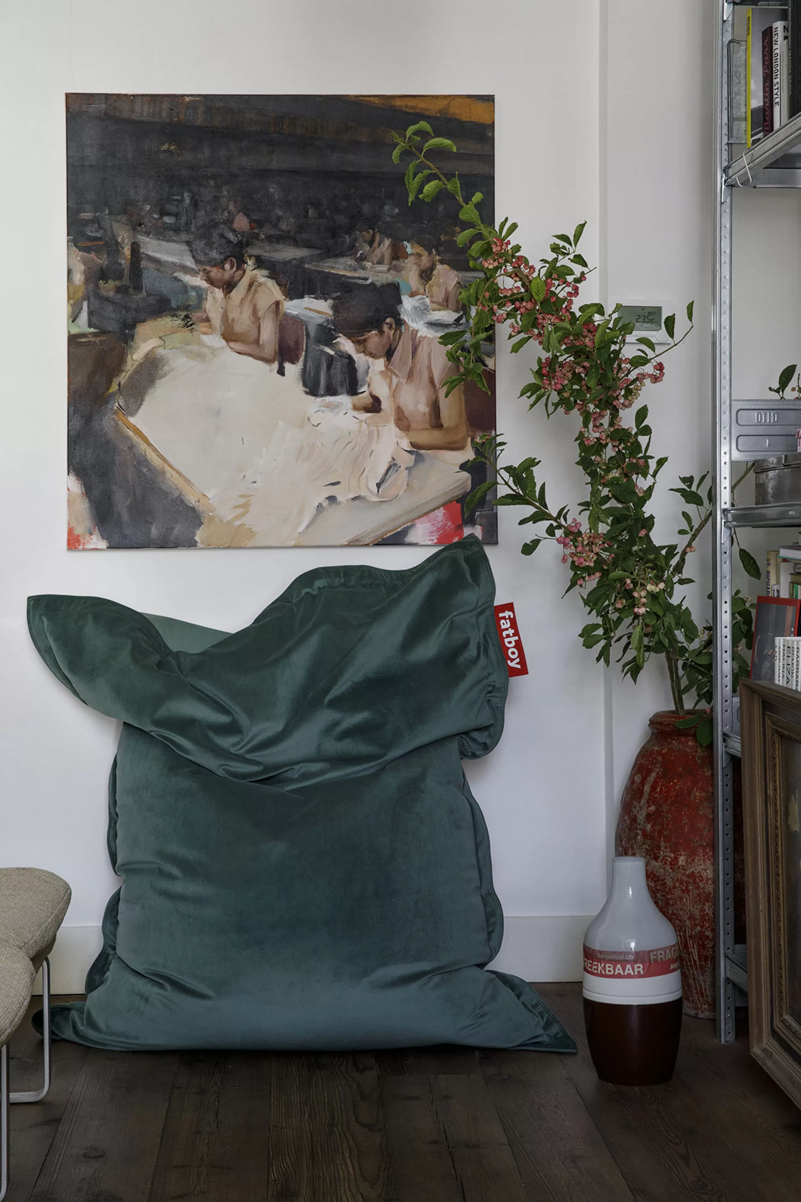 Poufs>Fatboy Pouf Original Slim Velvet Tissu Vert / Velours Recycle - 155 X 120 Cm - Vert Sauge