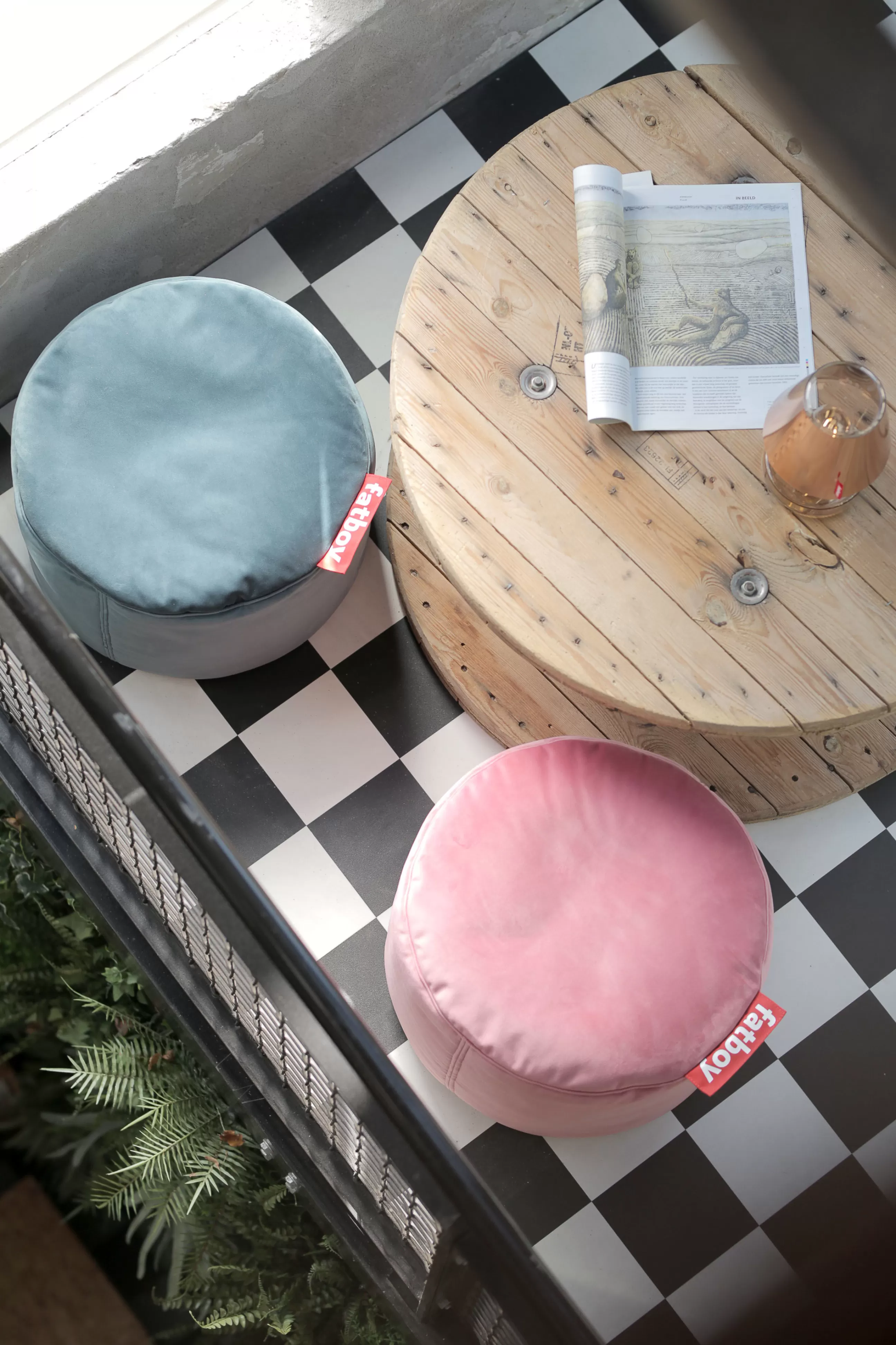 Poufs>Fatboy Pouf Point Velvet Tissu Vert / Velours Recycle - O 50 Cm - Vert Sauge