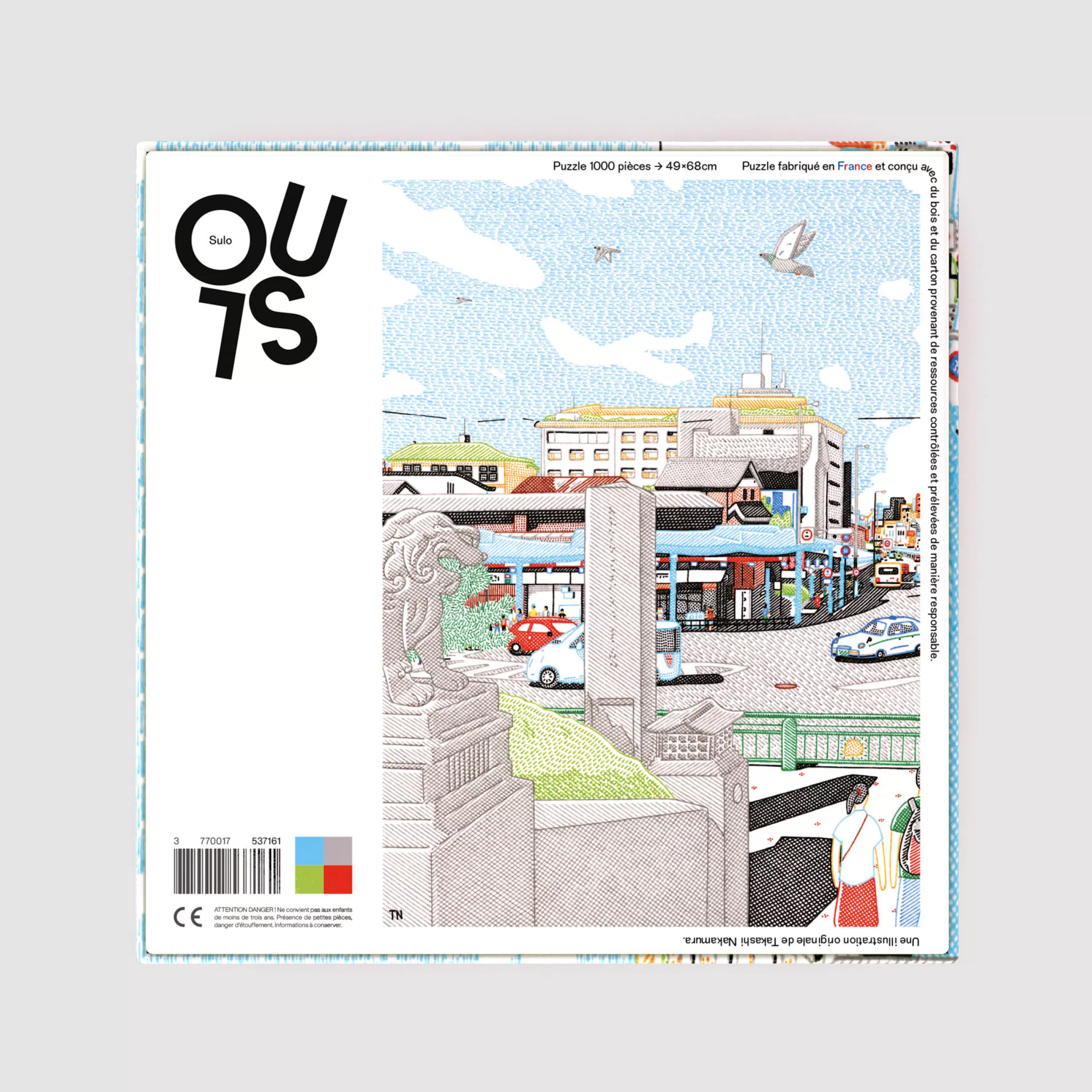 Jeux Et Loisirs>SULO Puzzle Town With A Shrine Par Takashi Nakamura Papier Bleu / 1000 Pieces - 49X68 Cm / Edition Limitee - Bleu - Gris - Vert