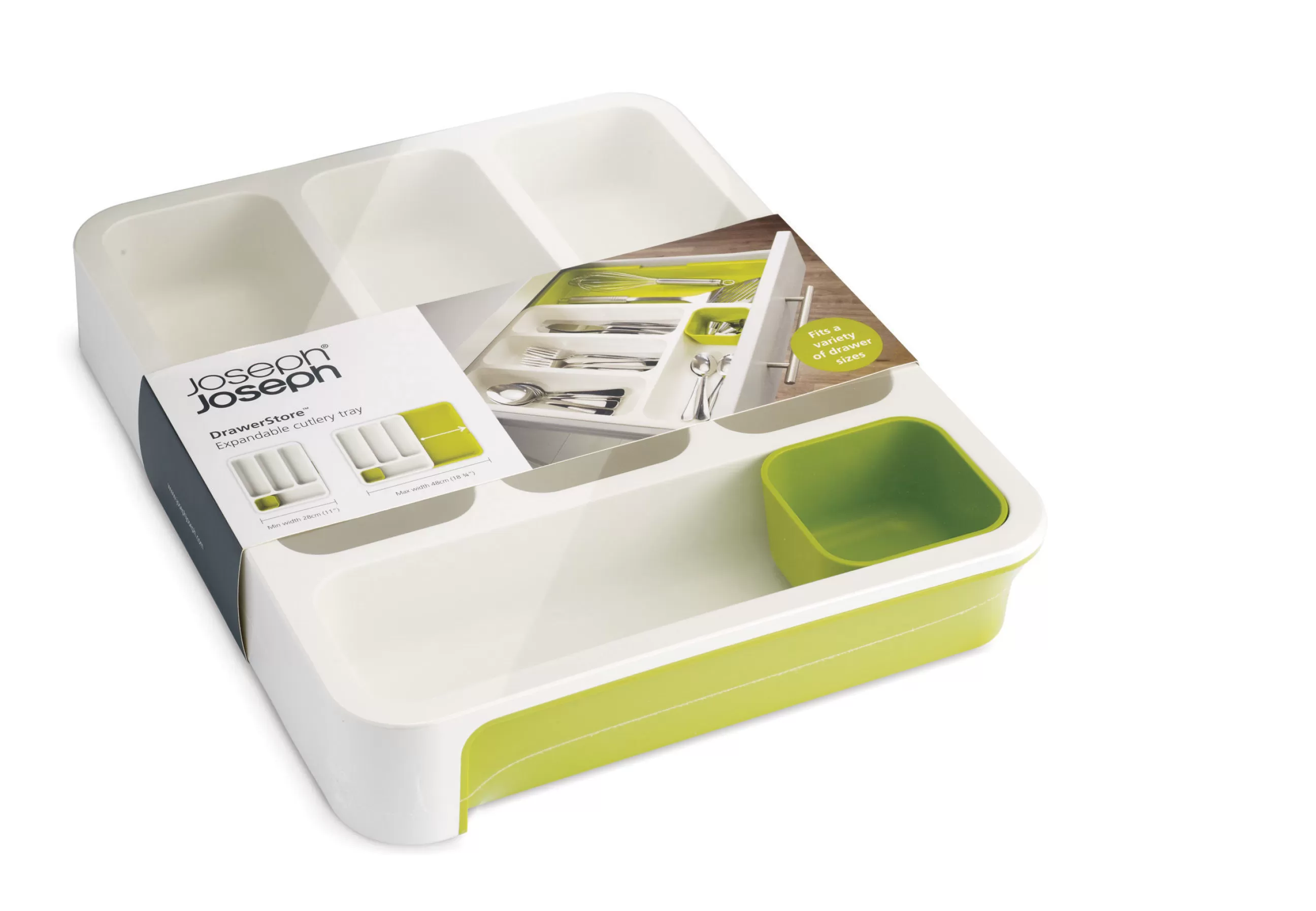 Nettoyage Et Rangement>Joseph Joseph Range-Couverts Drawerstore Plastique Vert / Extensible - Blanc - Vert