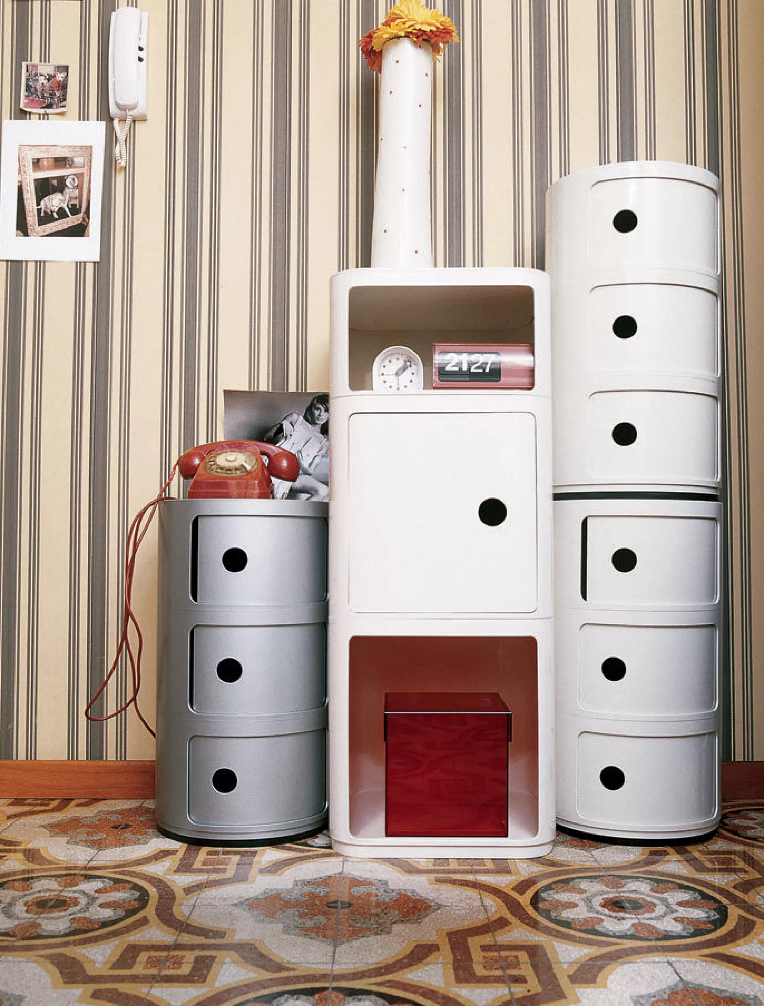 Meubles De Rangement>Kartell Rangement Componibili Plastique Bleu / 3 Tiroirs - H 58 Cm - Bleu Petrole