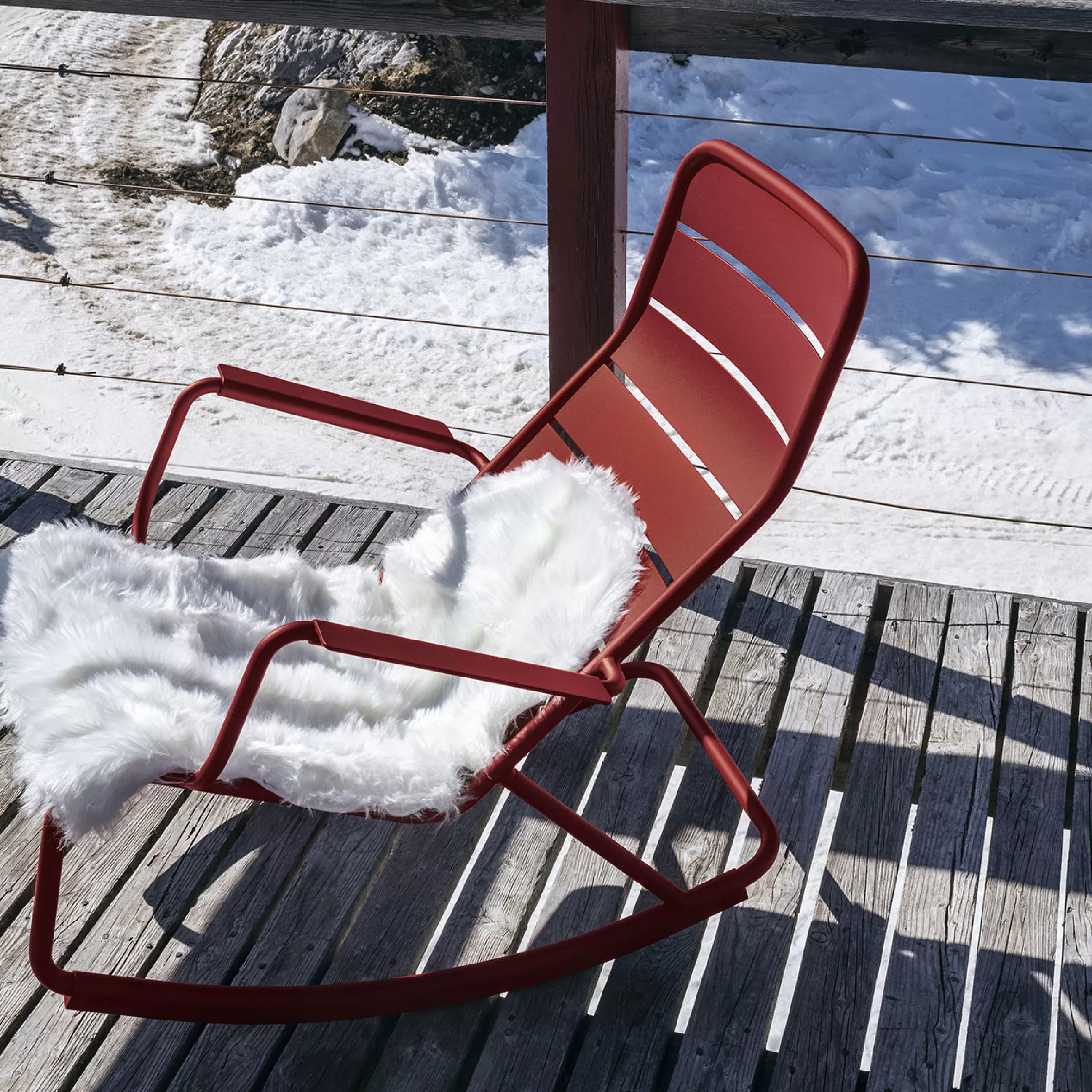 Fauteuils De Jardin>Fermob Rocking Chair Luxembourg Metal Jaune / Aluminium - Miel Texture