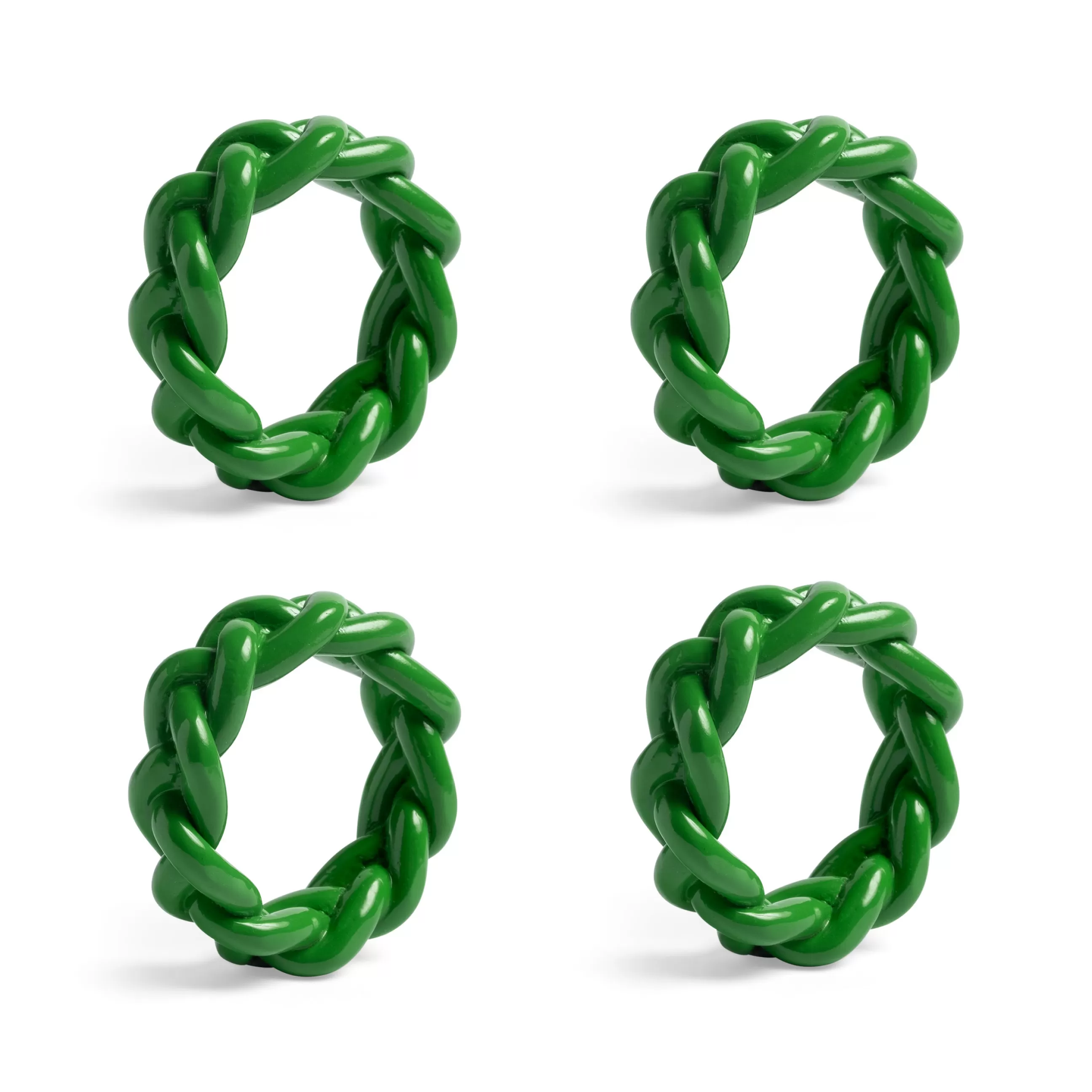 Accessoires Cuisine>& klevering Rond De Serviette Braid Plastique/ Set De 4 - Polyresine - Vert