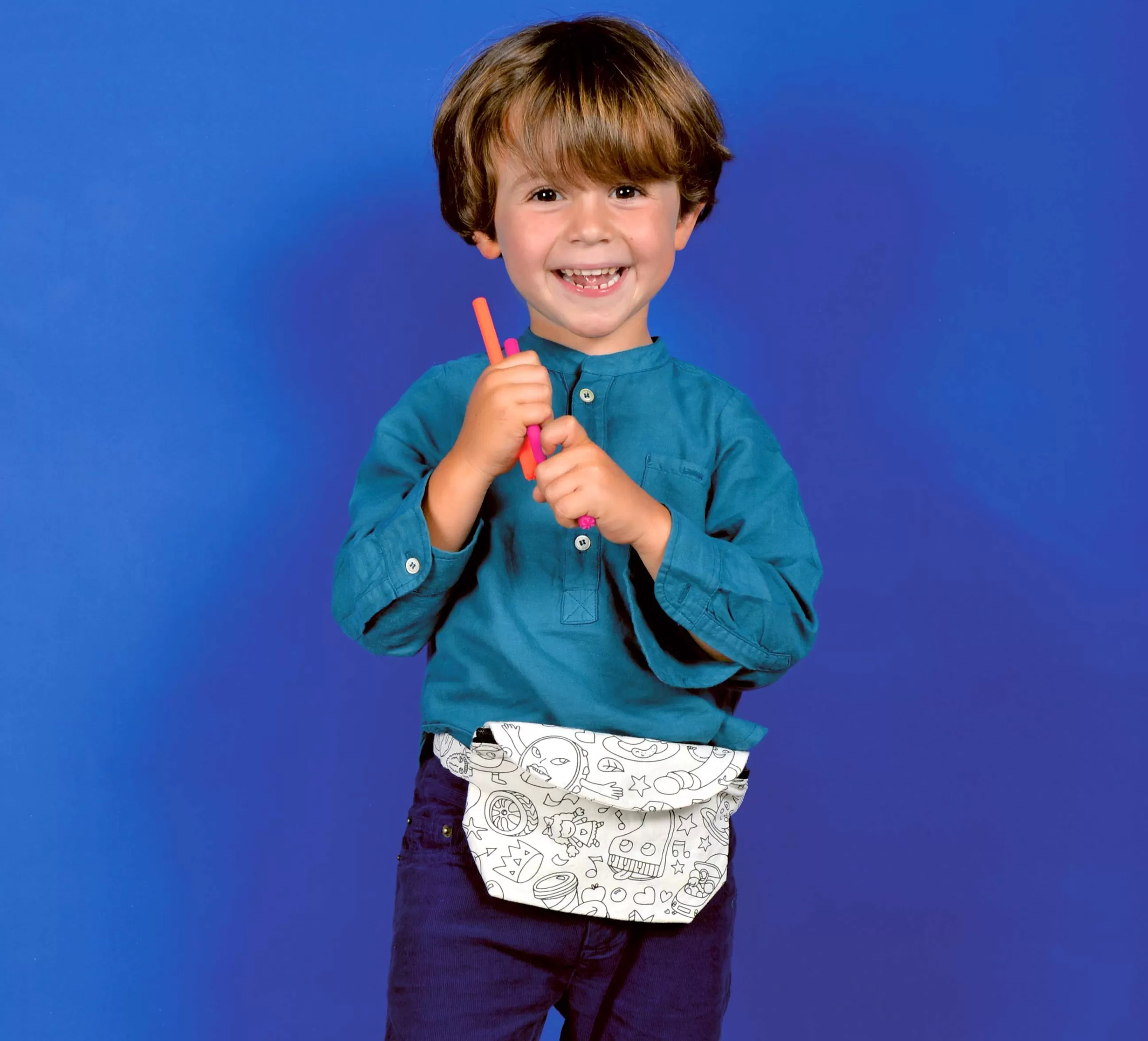 Sacs Trousses Porte Monnaie>OMY Design & Play Sac Banane A Colorier  Tissu Blanc Noir / Coton A Customiser - Pour Enfant - Blanc - Noir