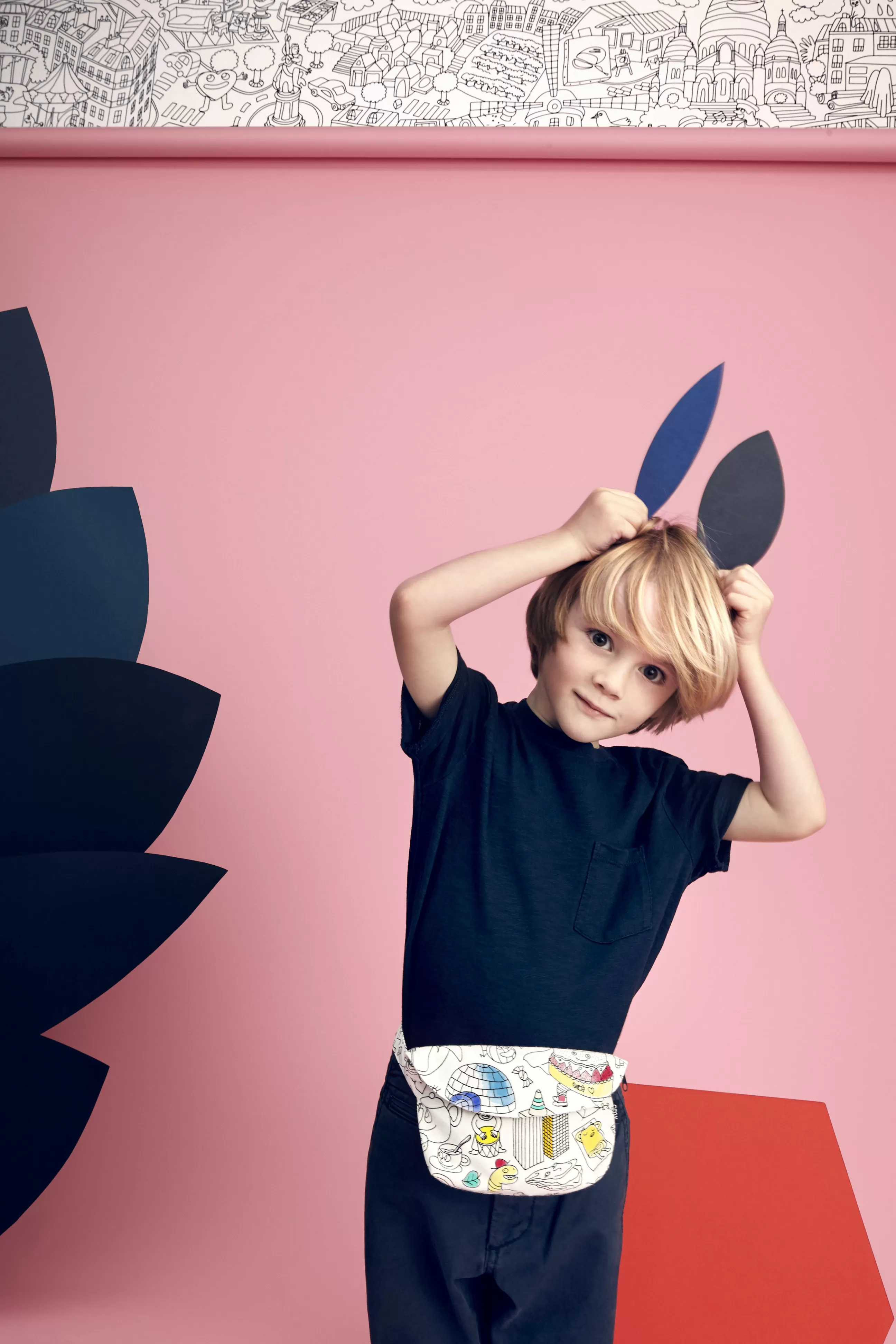 Sacs Trousses Porte Monnaie>OMY Design & Play Sac Banane A Colorier  Tissu Blanc Noir / Coton A Customiser - Pour Enfant - Blanc - Noir