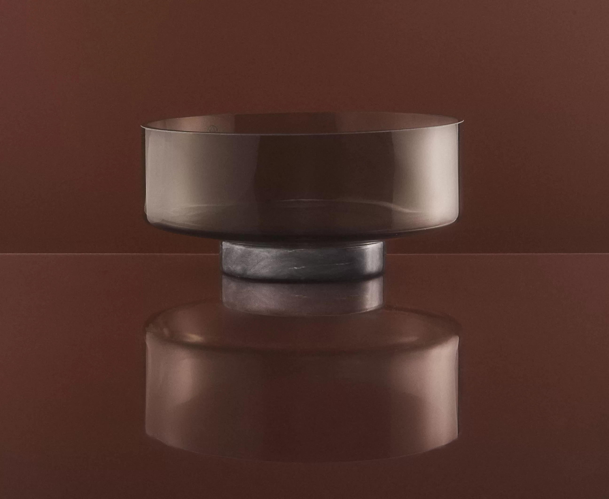 Corbeilles Centres De Table>AYTM Saladier Volvi Verre Pierre Gris Noir / Verre & Marbre - O 25 Cm - Gris Fume - Noir