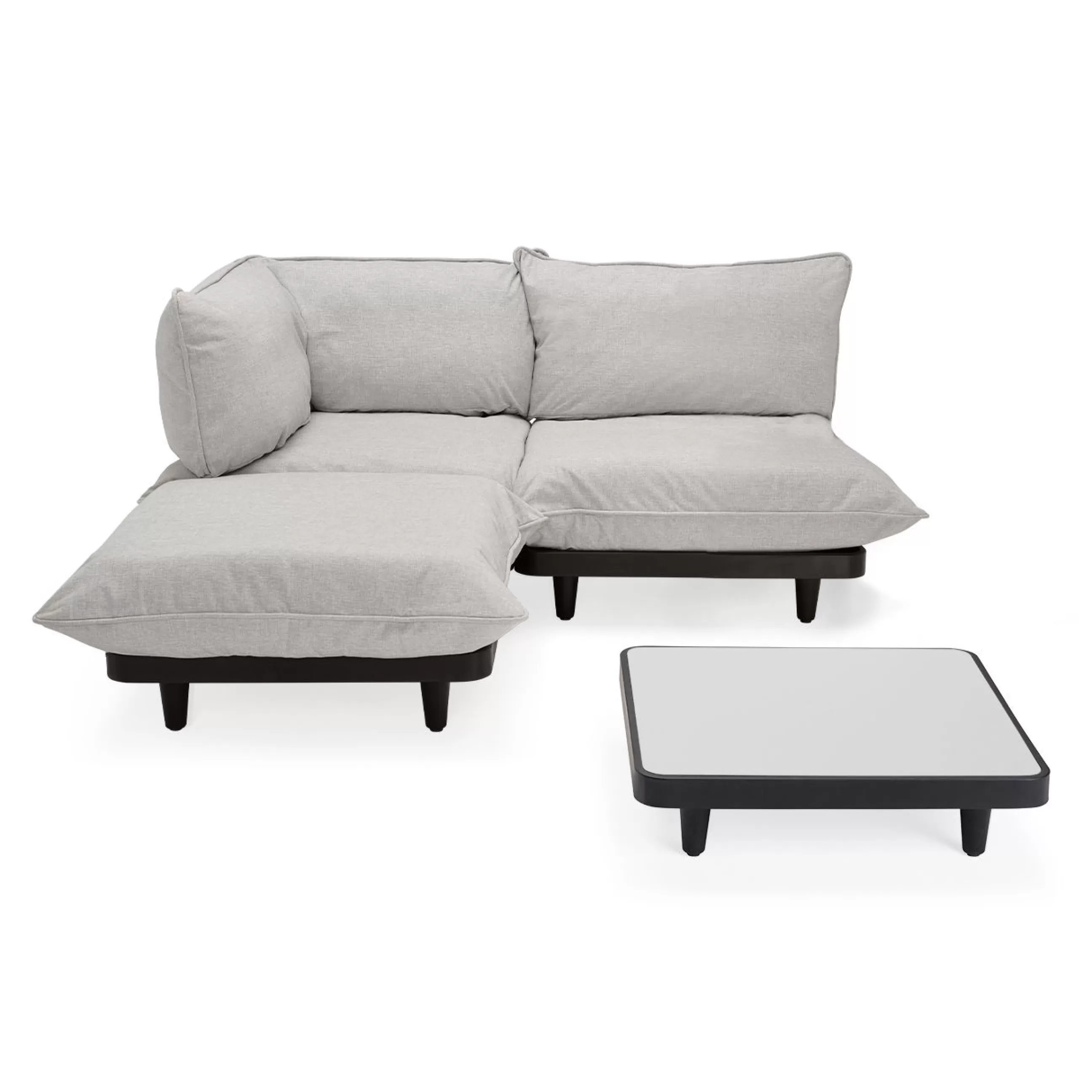 Canapés De Jardin>Fatboy Salon De Jardin Paletti Set Tissu Blanc Beige / Table Basse 90 X 90 Cm + Canape L 180 Cm (Accoudoir Gauche) - Beige Mist - Desert