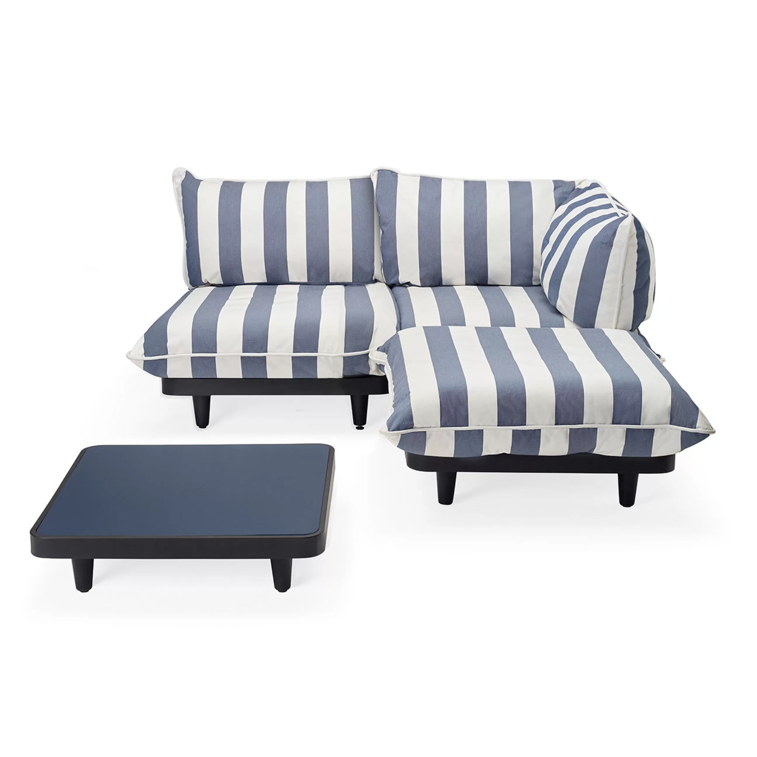 Canapés De Jardin>Fatboy Salon De Jardin Paletti Set Tissu Bleu / Table Basse 90 X 90 Cm + Canape L 180 Cm (Accoudoir Droite) - Bleu - Ocean Fonce