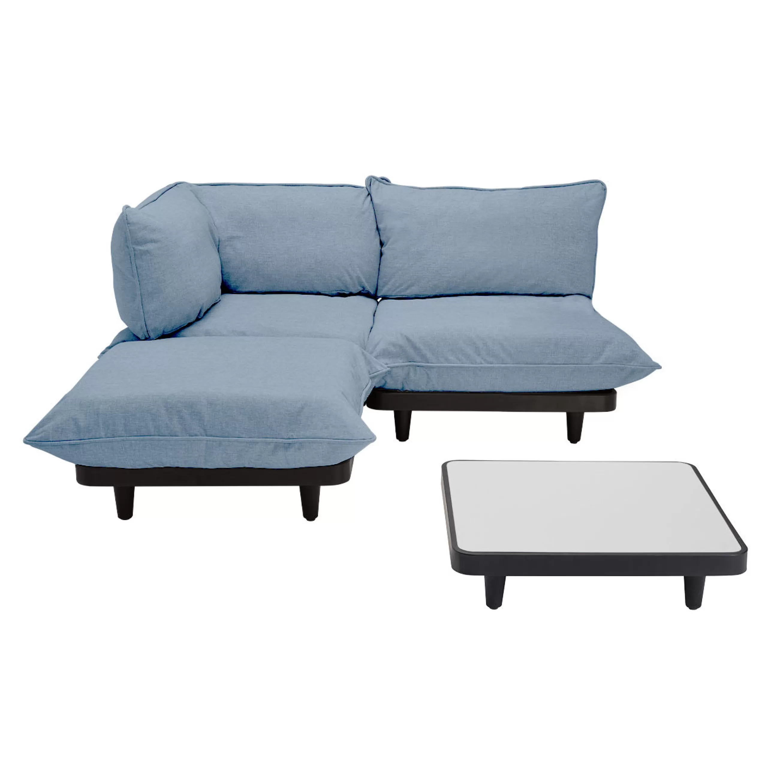 Canapés De Jardin>Fatboy Salon De Jardin Paletti Set Tissu Bleu / Table Basse 90 X 90 Cm + Canape L 180 Cm (Accoudoir Gauche) - Bleu Ocean - Bleu Storm