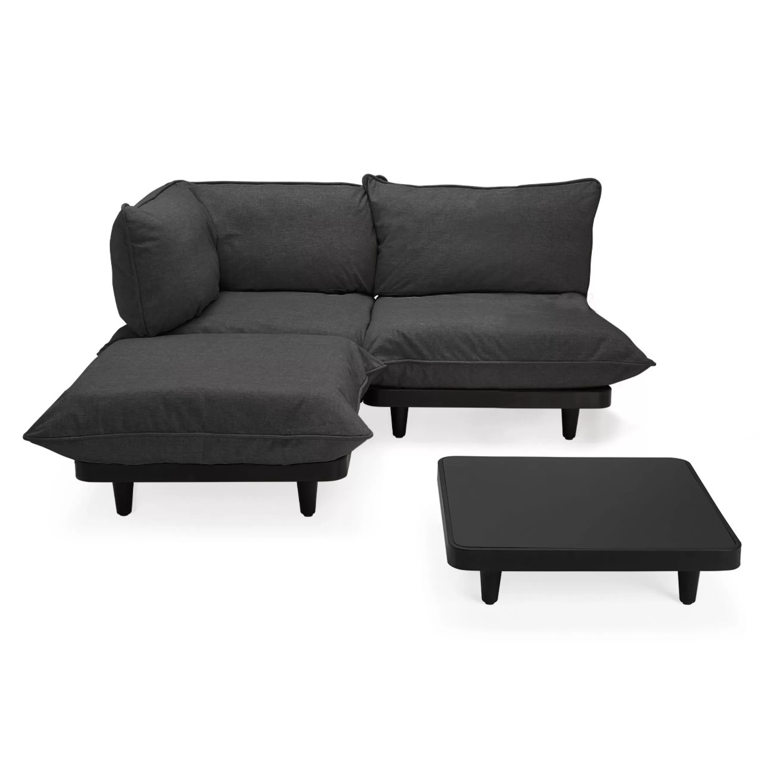 Canapés De Jardin>Fatboy Salon De Jardin Paletti Set Tissu Gris / Table Basse 90 X 90 Cm + Canape L 180 Cm (Accoudoir Gauche) - Anthracite - Gris Tonnerre