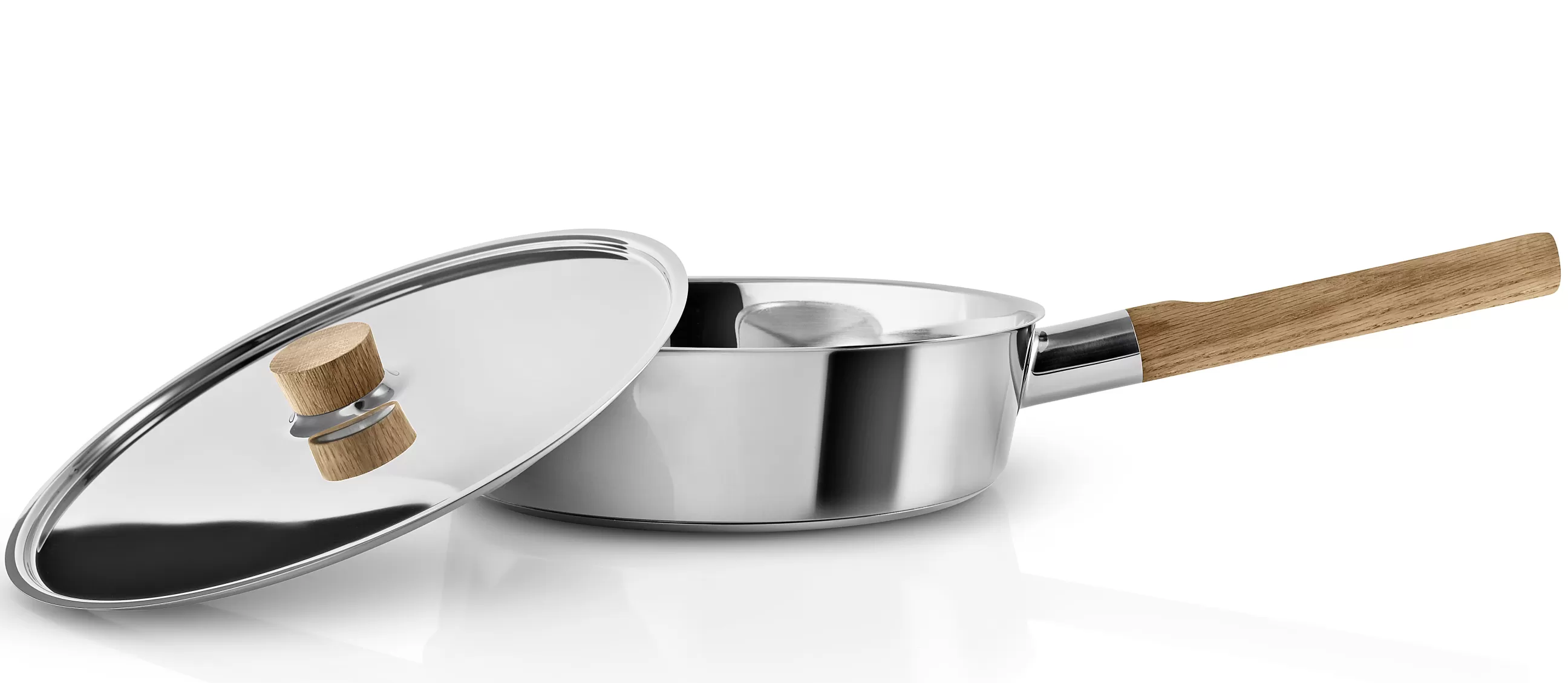 Plats Et Cuisson>Eva Solo Sauteuse Nordic Kitchen Bois Bois Naturel Metal / O 24 Cm - Avec Couvercle - Chene - Inox