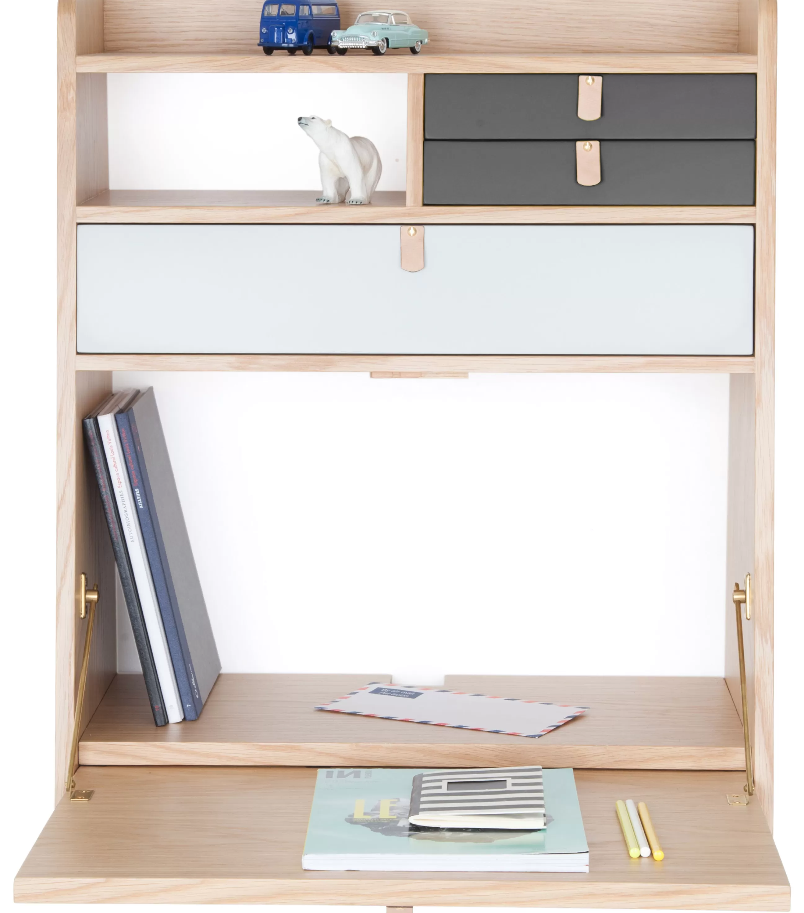 Consoles>Harto Secretaire Mural Gaston Bois Gris / L 60 X H 72 Cm - Gris Ardoise - Gris Clair