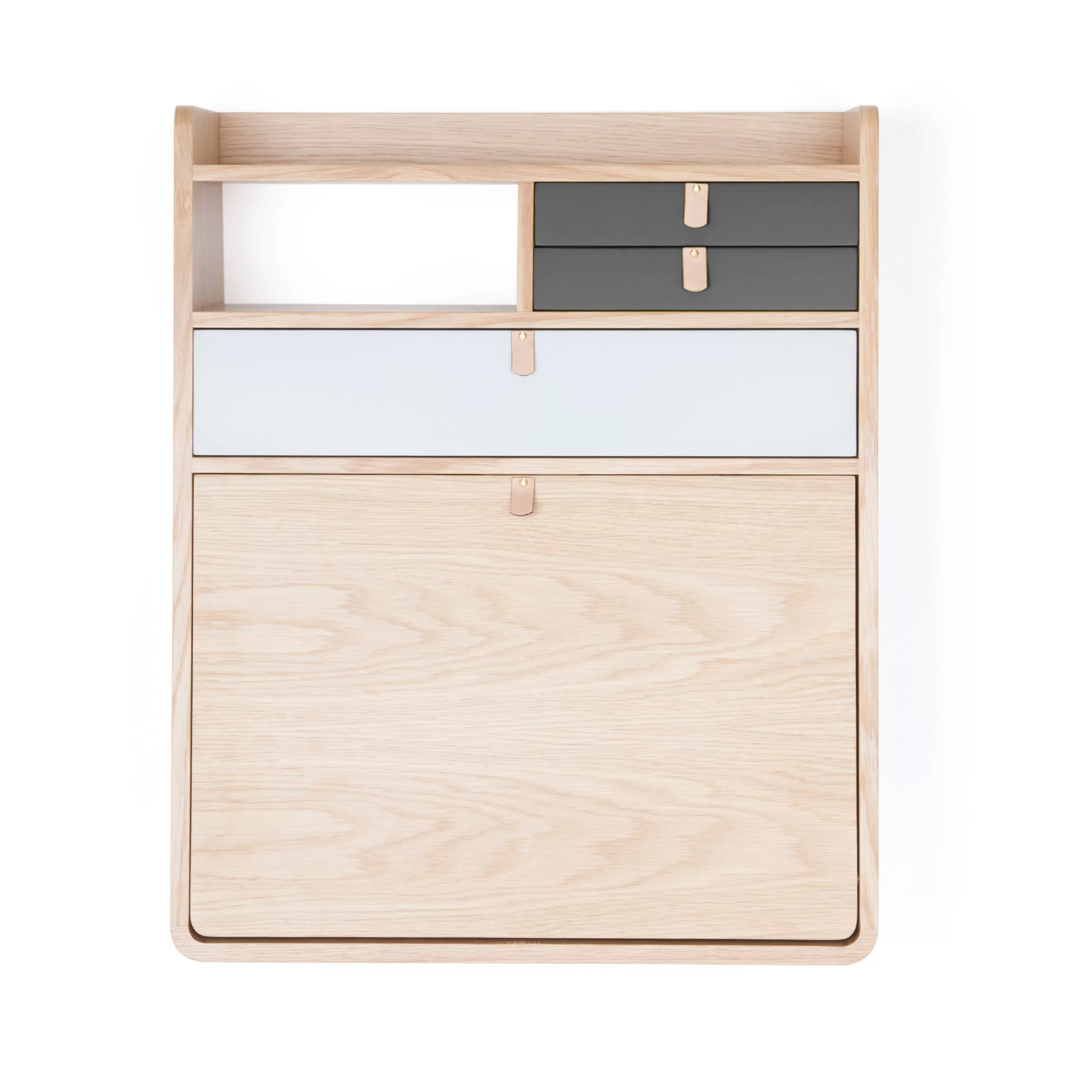 Consoles>Harto Secretaire Mural Gaston Bois Gris / L 60 X H 72 Cm - Gris Ardoise - Gris Clair
