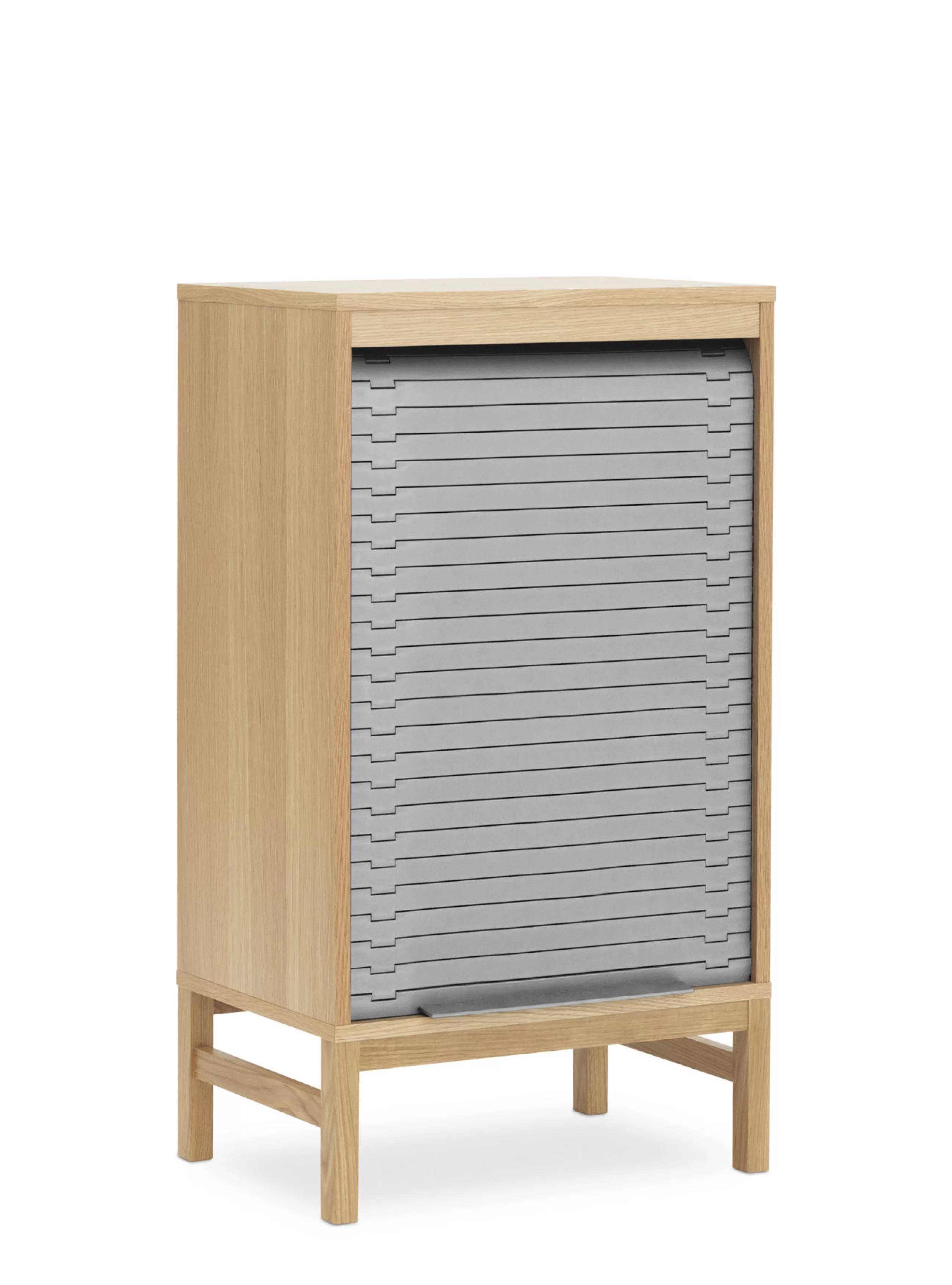 Meubles De Rangement>Normann Copenhagen Semainier Jalousi Bas Plastique Gris Bois Naturel / H 101 Cm - Rideau Plastique - Bois Naturel - Gris