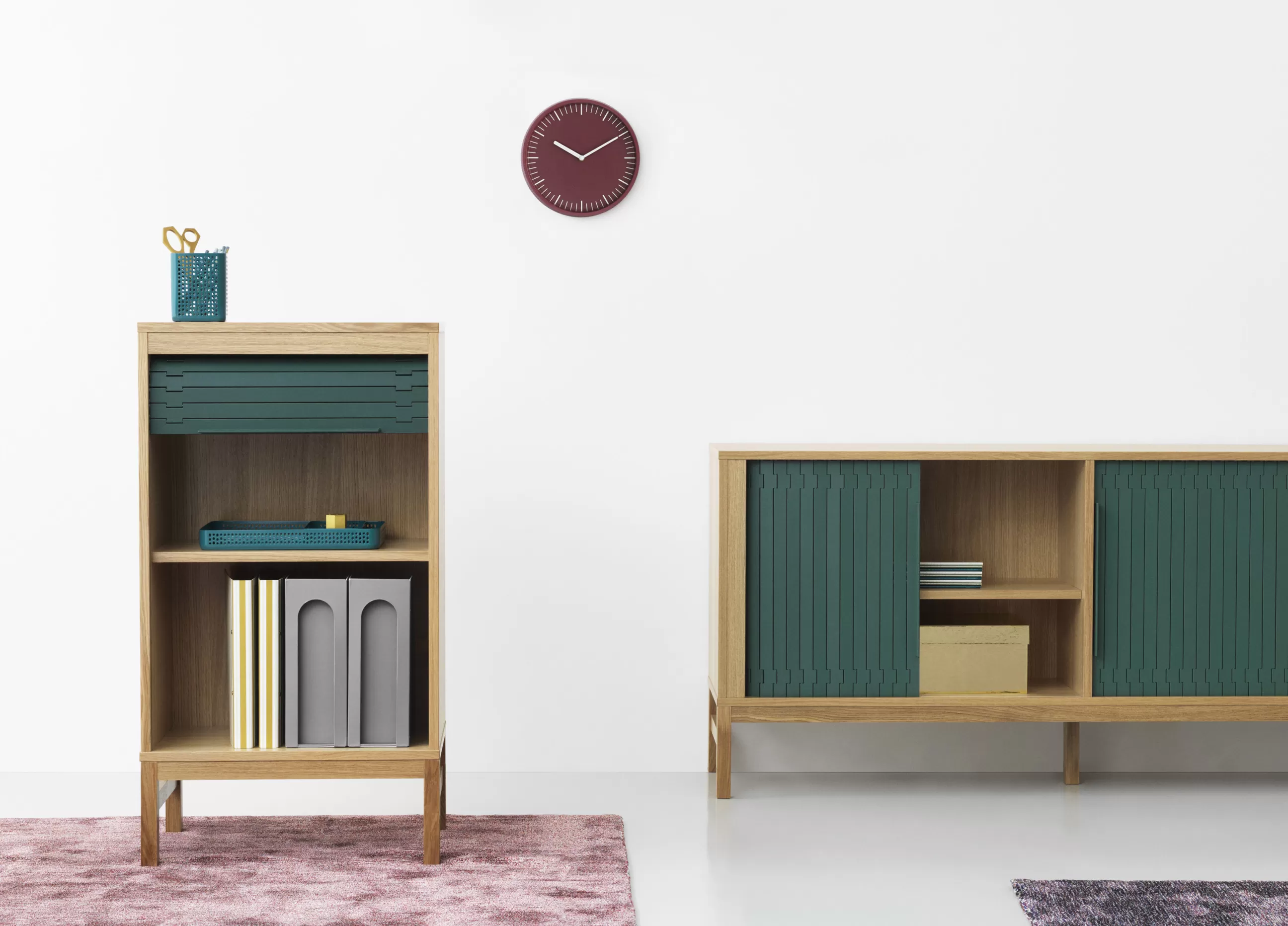 Meubles De Rangement>Normann Copenhagen Semainier Jalousi Bas Plastique Gris Bois Naturel / H 101 Cm - Rideau Plastique - Bois Naturel - Gris