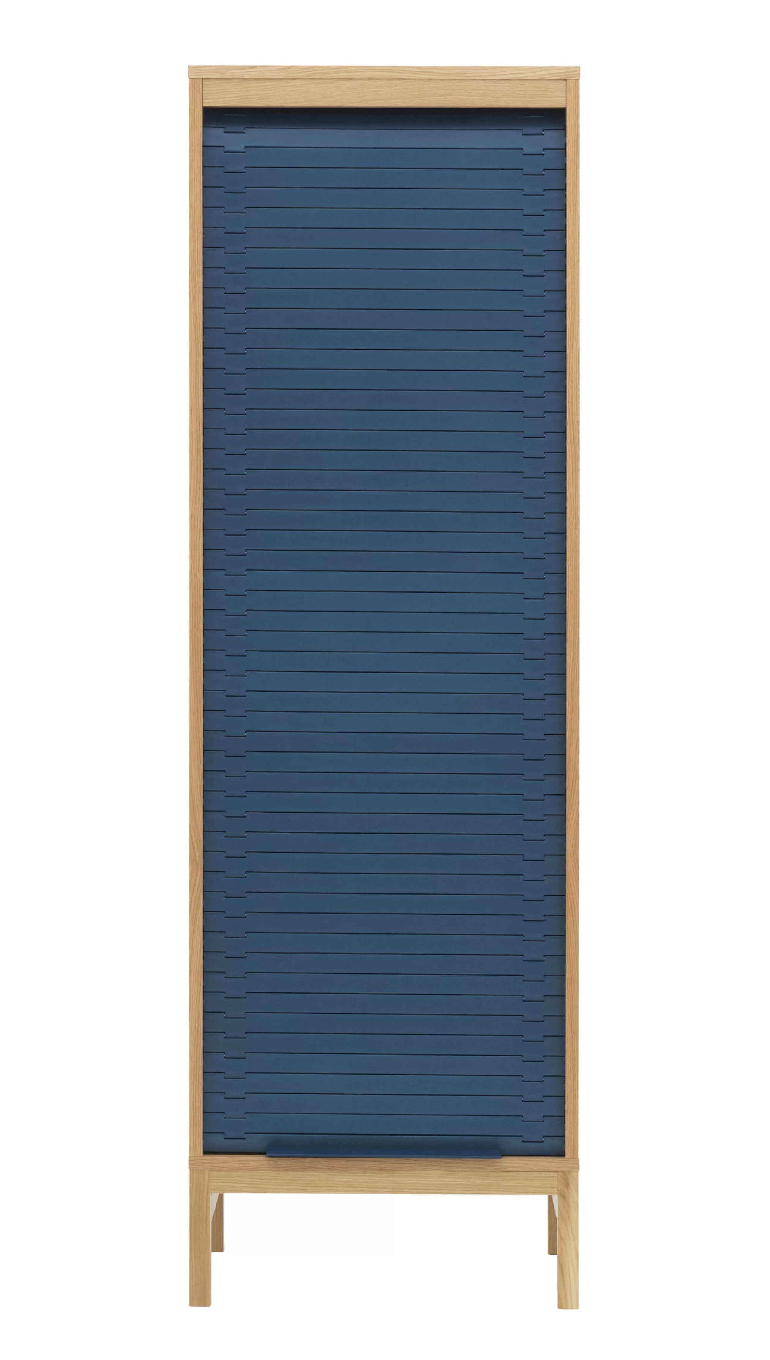 Commodes Buffets Armoires>Normann Copenhagen Semainier Jalousi Haut Plastique Bleu Bois Naturel / H 180 Cm -  Rideau Plastique - Bleu - Bois Naturel