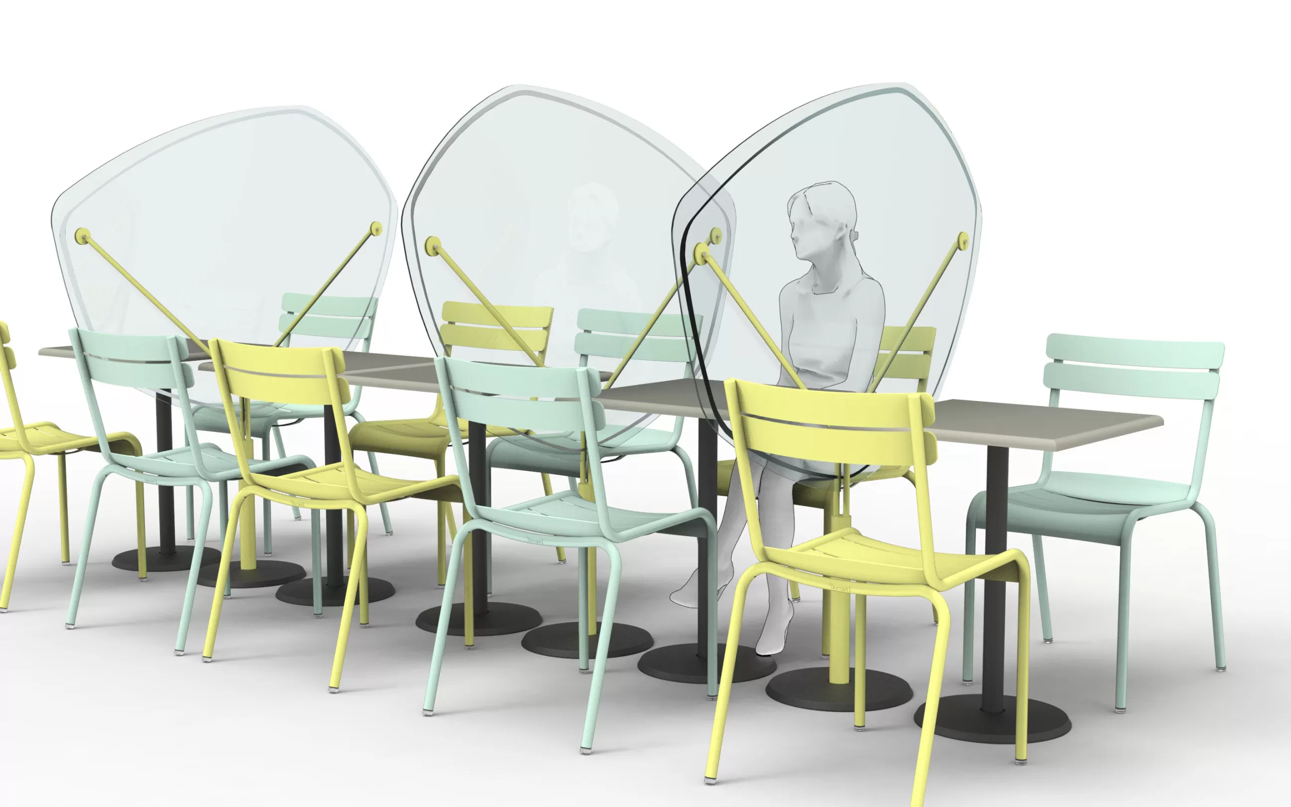 Paravents Séparations>Fermob Separateur De Table Autoportant Abelio Plastique Gris / Sur Pied - Plexiglass / H 150 X L140 Cm - Gris Argile - Transparent