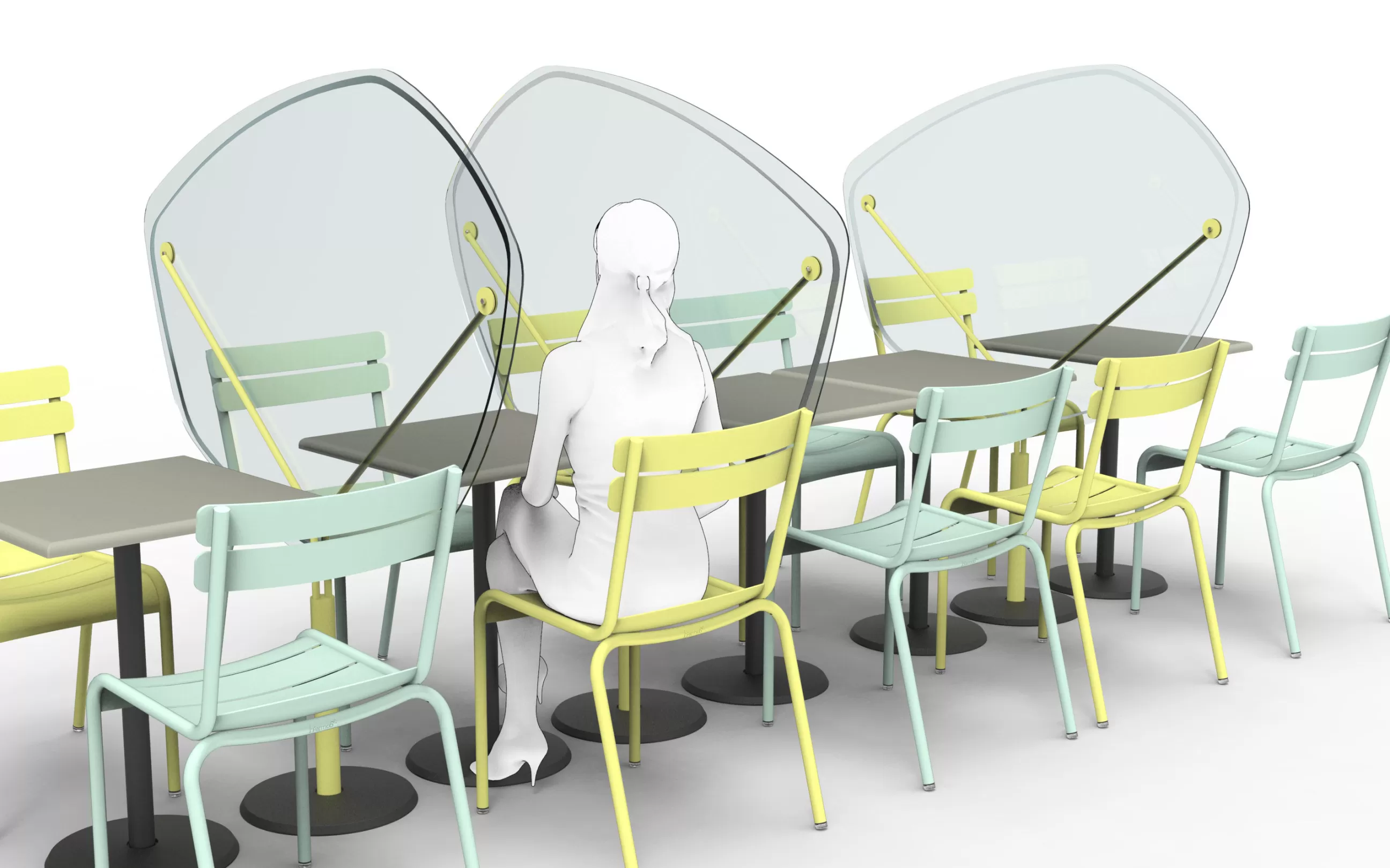 Paravents Séparations>Fermob Separateur De Table Autoportant Abelio Plastique Gris / Sur Pied - Plexiglass / H 150 X L140 Cm - Gris Argile - Transparent