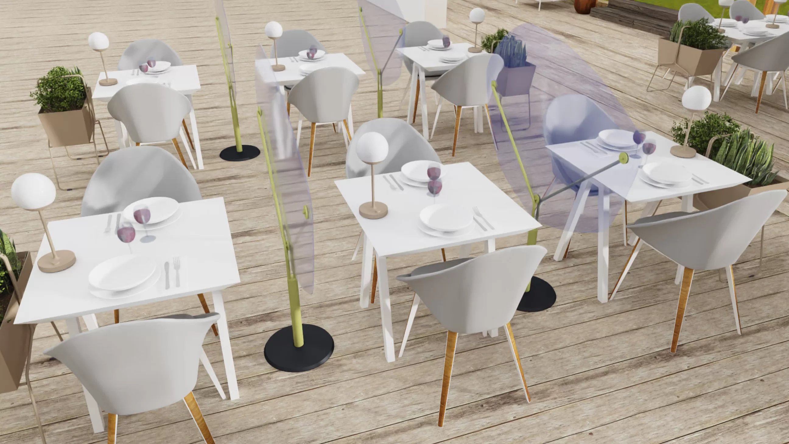 Paravents Séparations>Fermob Separateur De Table Autoportant Abelio Plastique Gris / Sur Pied - Plexiglass / H 150 X L140 Cm - Gris Argile - Transparent