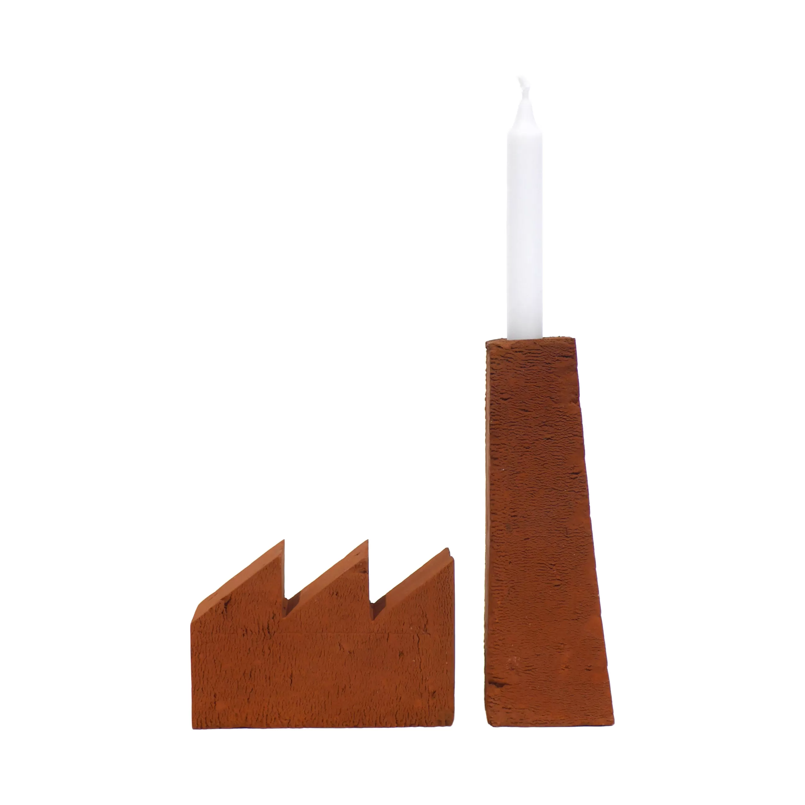 Accessoires Bureau>Aequo Design Serre-Livre Fabrique Ceramique Rouge Marron / Bougeoir - Brique Moulee Main Sculptee - Terraccotta