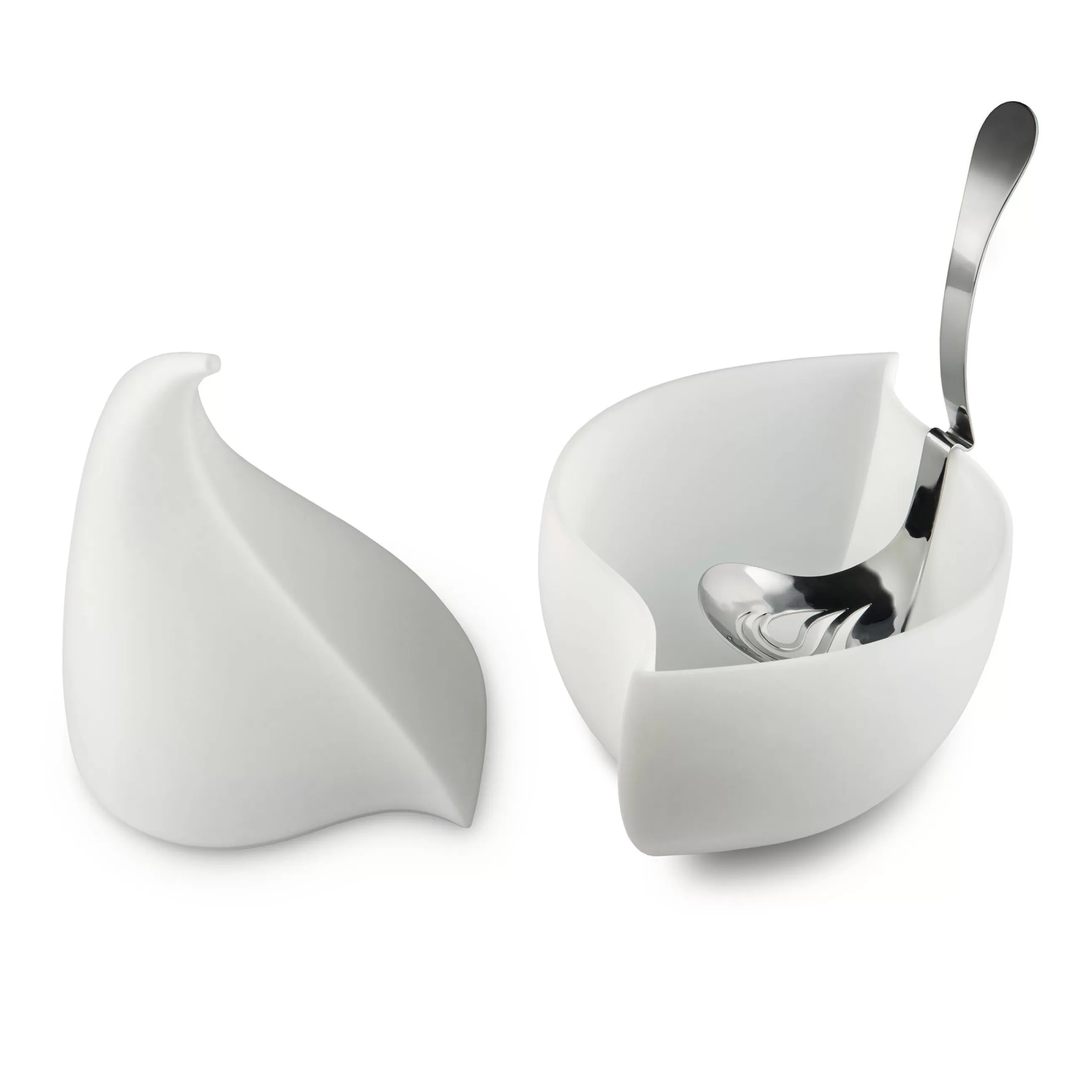 Plateaux Et Plats De Service>Alessi Service A Mozzarella Nunziatella Plastique Blanc / Recipient Fraicheur + Louche Percee - Acier - Blanc