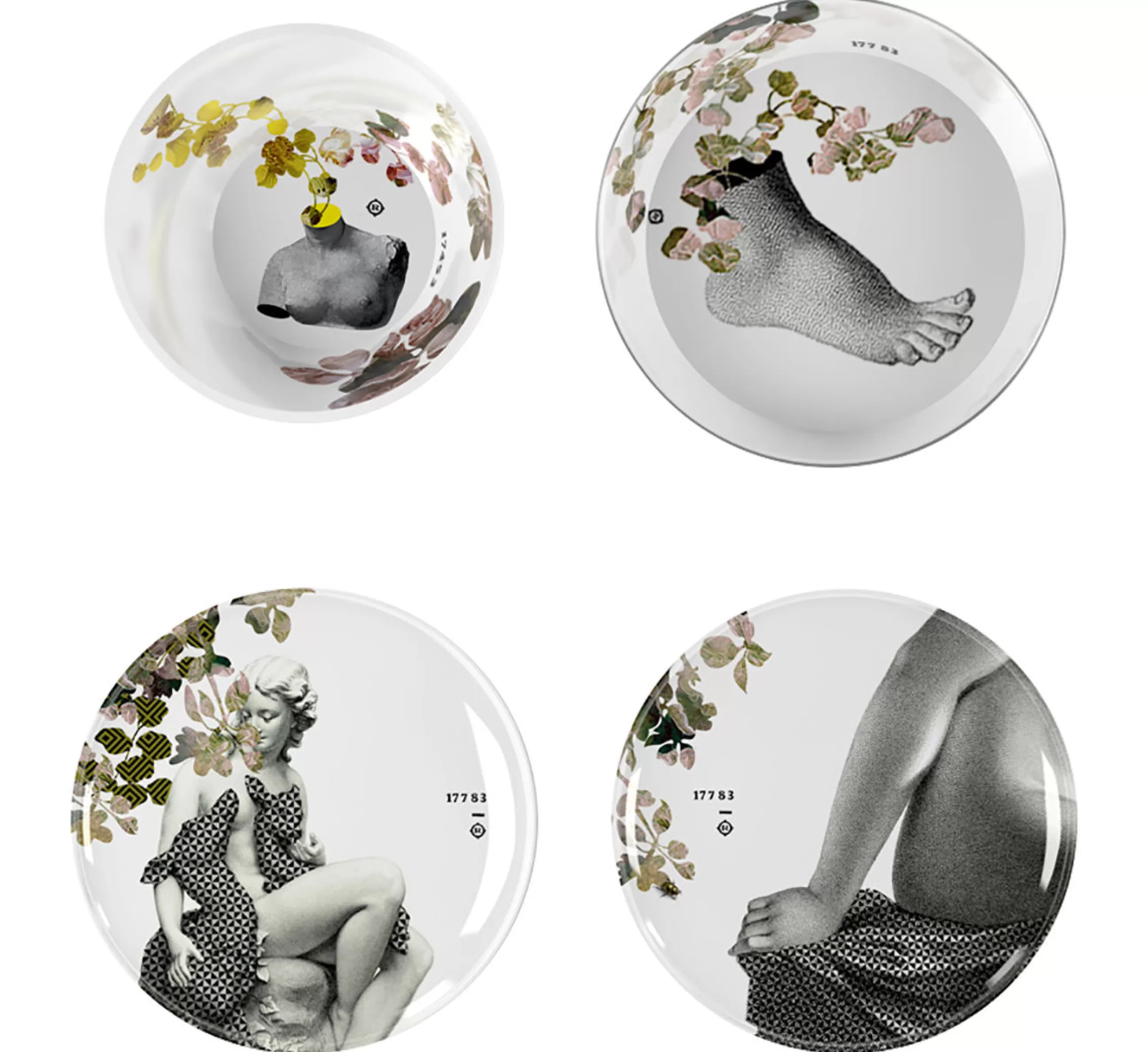 Assiettes>Ibride Service De Table Yuan Parnasse Plastique Multicolore /8 Pieces Empilables - Gris - Jaune
