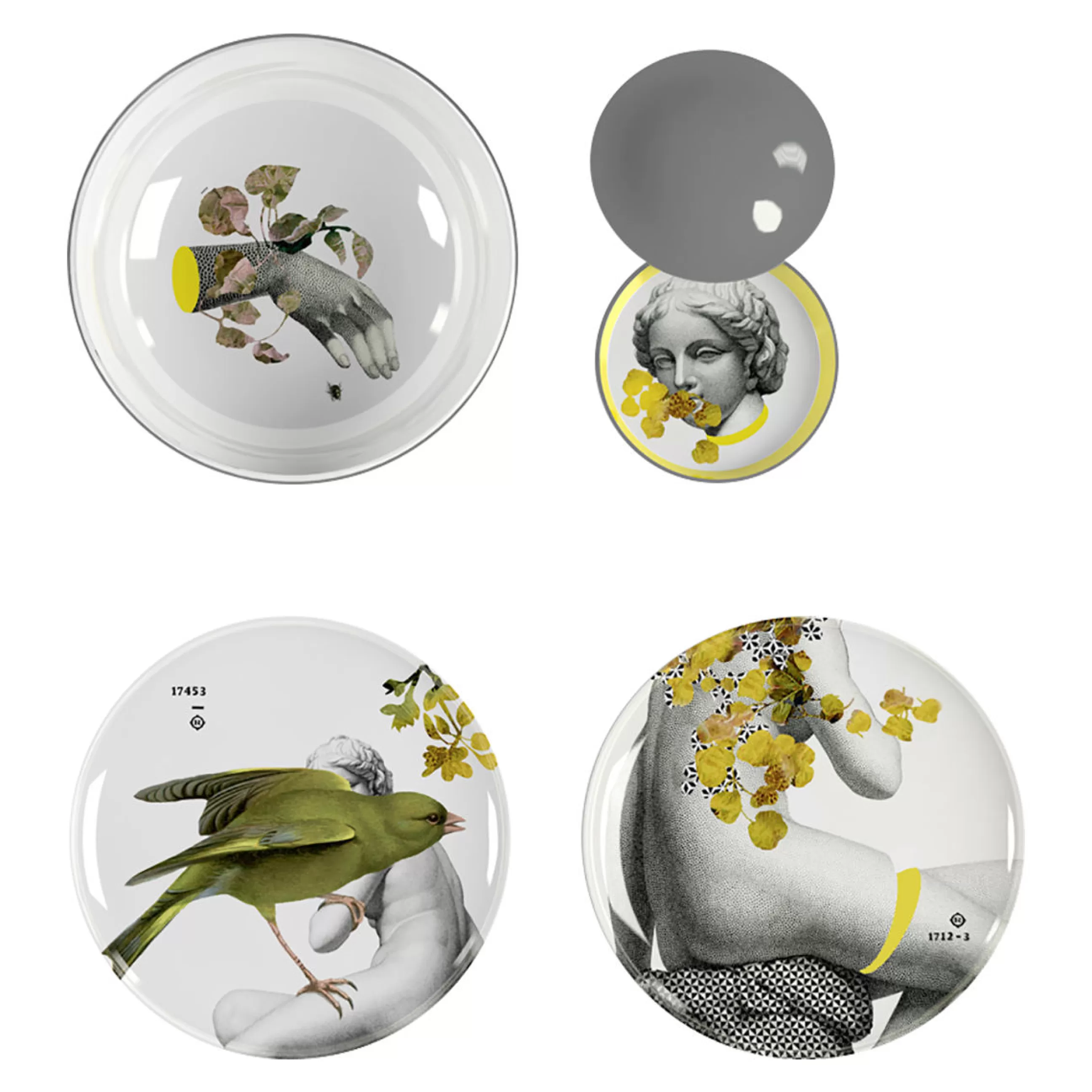 Assiettes>Ibride Service De Table Yuan Parnasse Plastique Multicolore /8 Pieces Empilables - Gris - Jaune