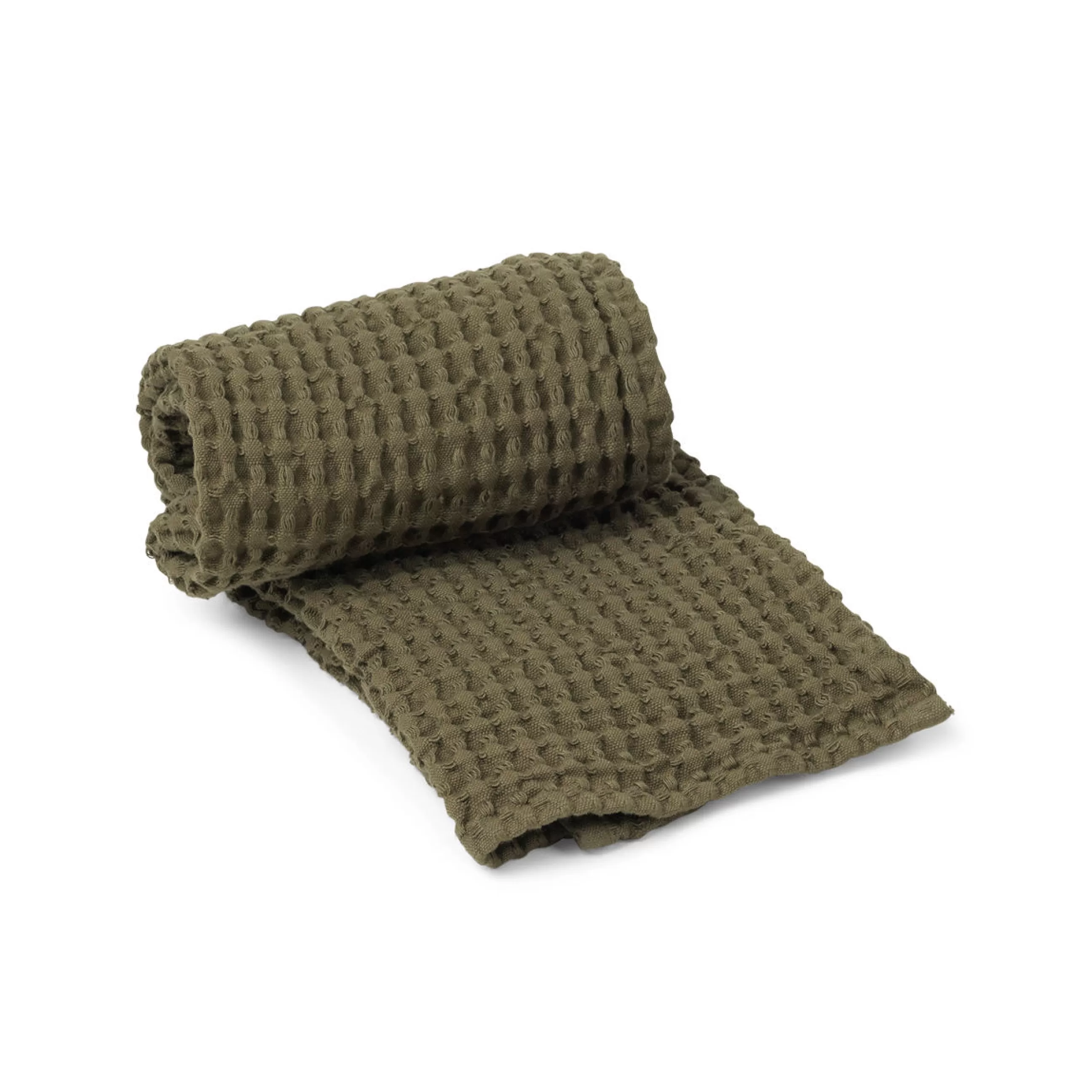Linge De Bain>Ferm Living Serviette De Toilette Organic Tissu Vert / 100 X 50 Cm - Nid D'Abeille - Vert Olive