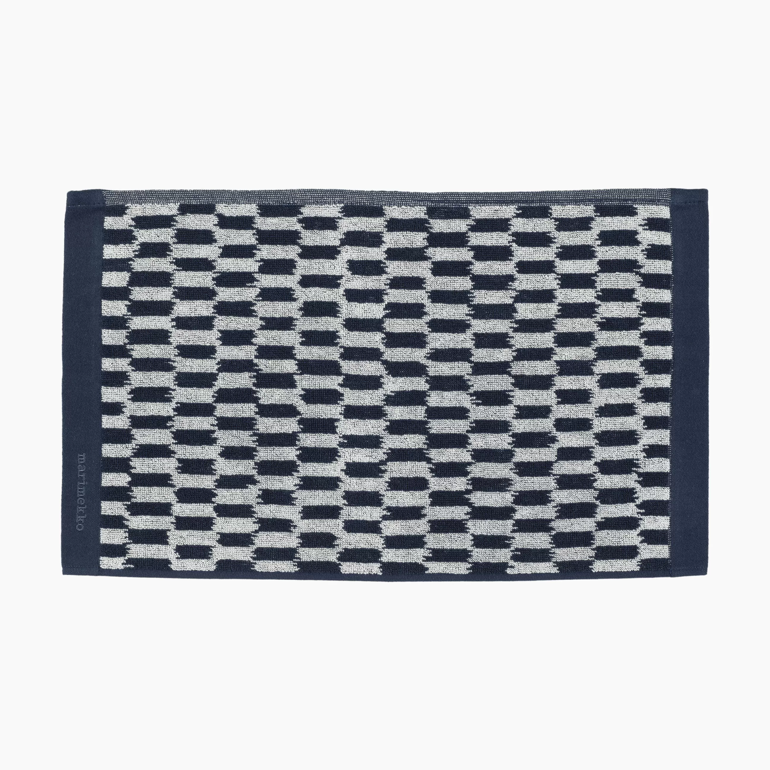 Linge De Bain>Marimekko Serviette De Toilette Piekana Tissu Bleu / 30 X 50 Cm - Blanc Casse - Bleu Fonce