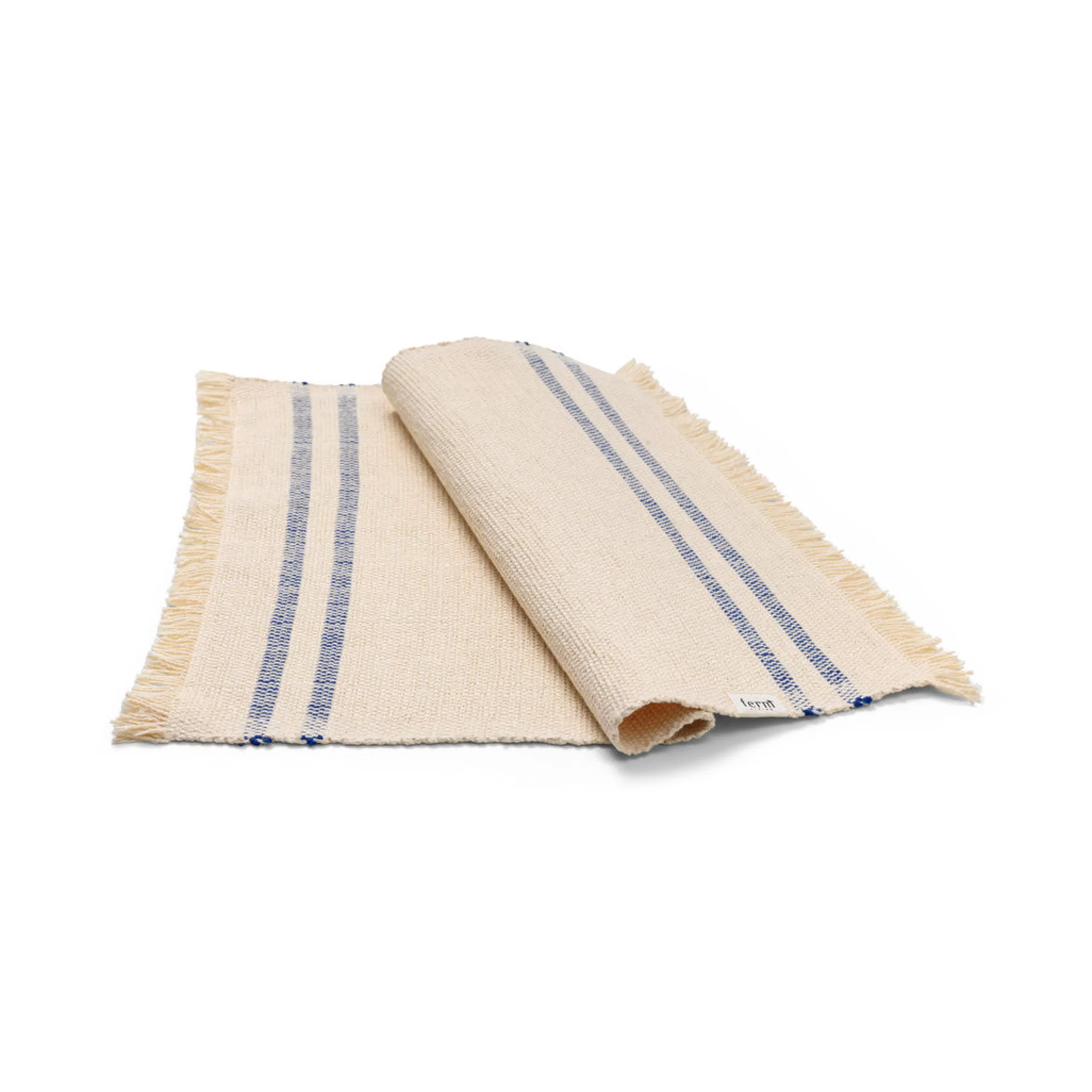 Dessous De Plat>Ferm Living Set De Table Savor Tissu Blanc Bleu / Coton Organique - 50 X 38 Cm - Blanc Casse - Bleu