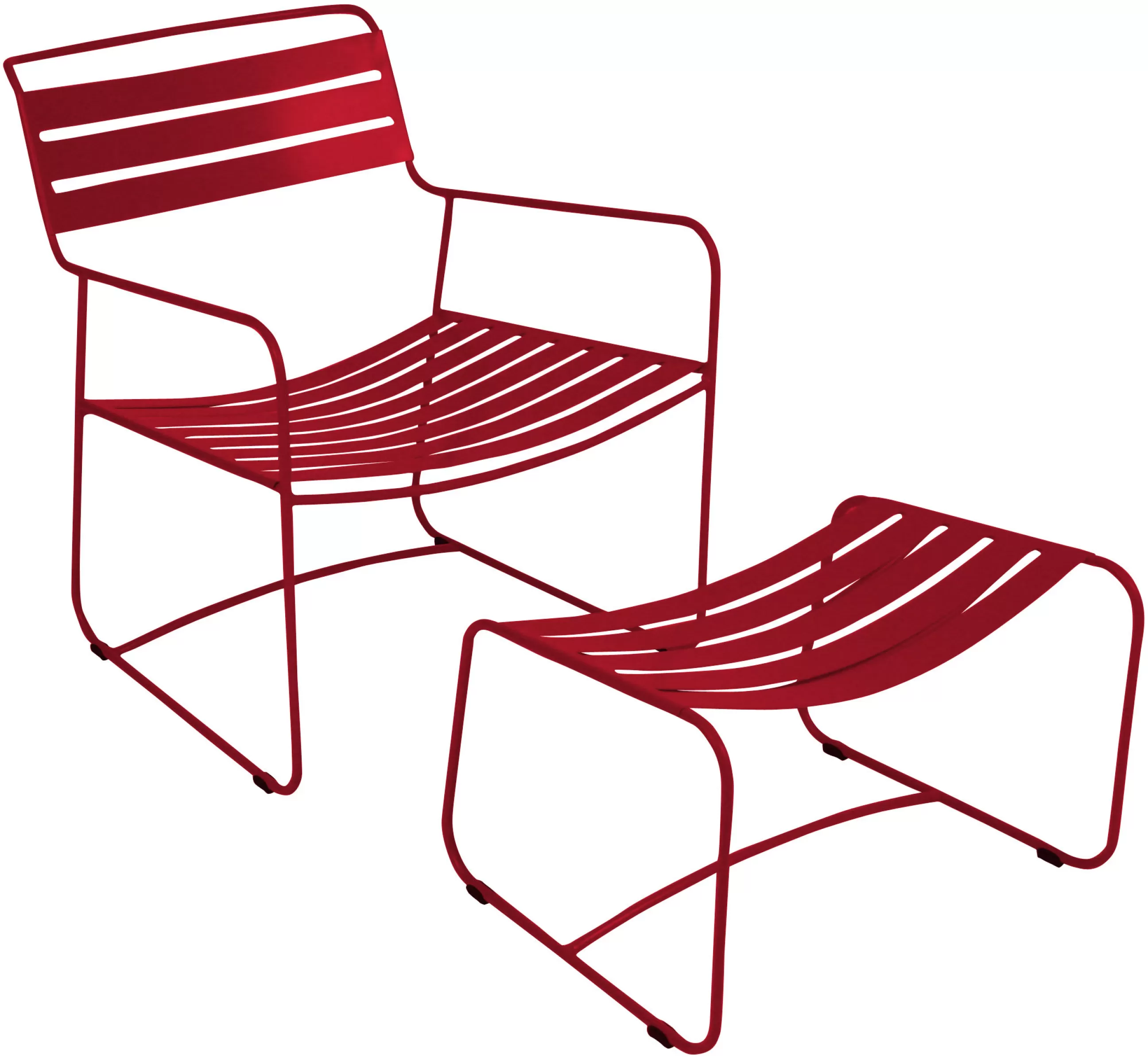 Fauteuils De Jardin>Fermob Set Fauteuil & Repose-Pieds Surprising Lounger Metal Rouge - Piment