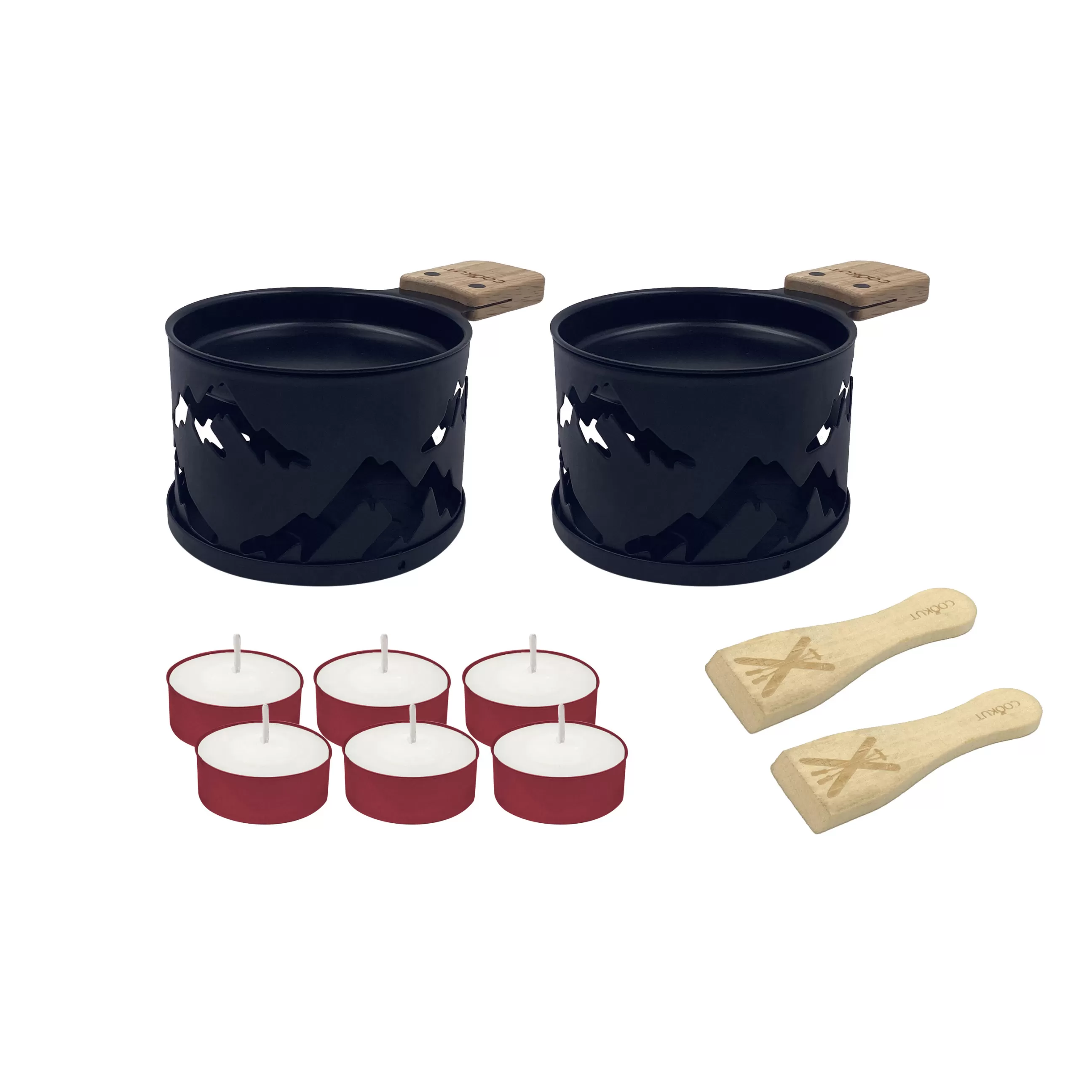 Plats Et Cuisson>Cookut Set Lumi Metal Noir / Pour Raclette A La Bougie - 2 Personnes - Bois Naturel - Noir