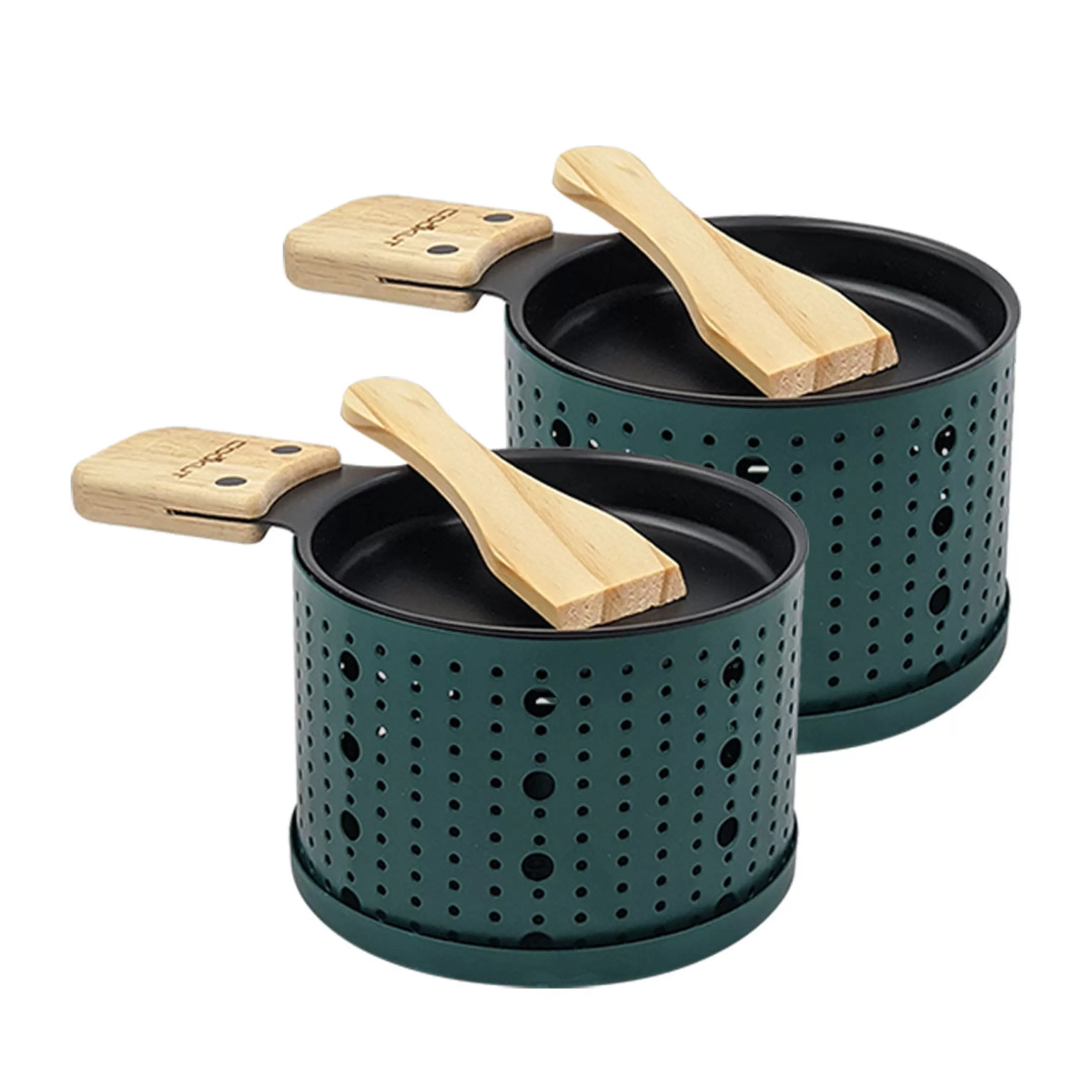 Plats Et Cuisson>Cookut Set Lumi Metal/ Pour Raclette A La Bougie - 2 Personnes - Bois Naturel - Vert