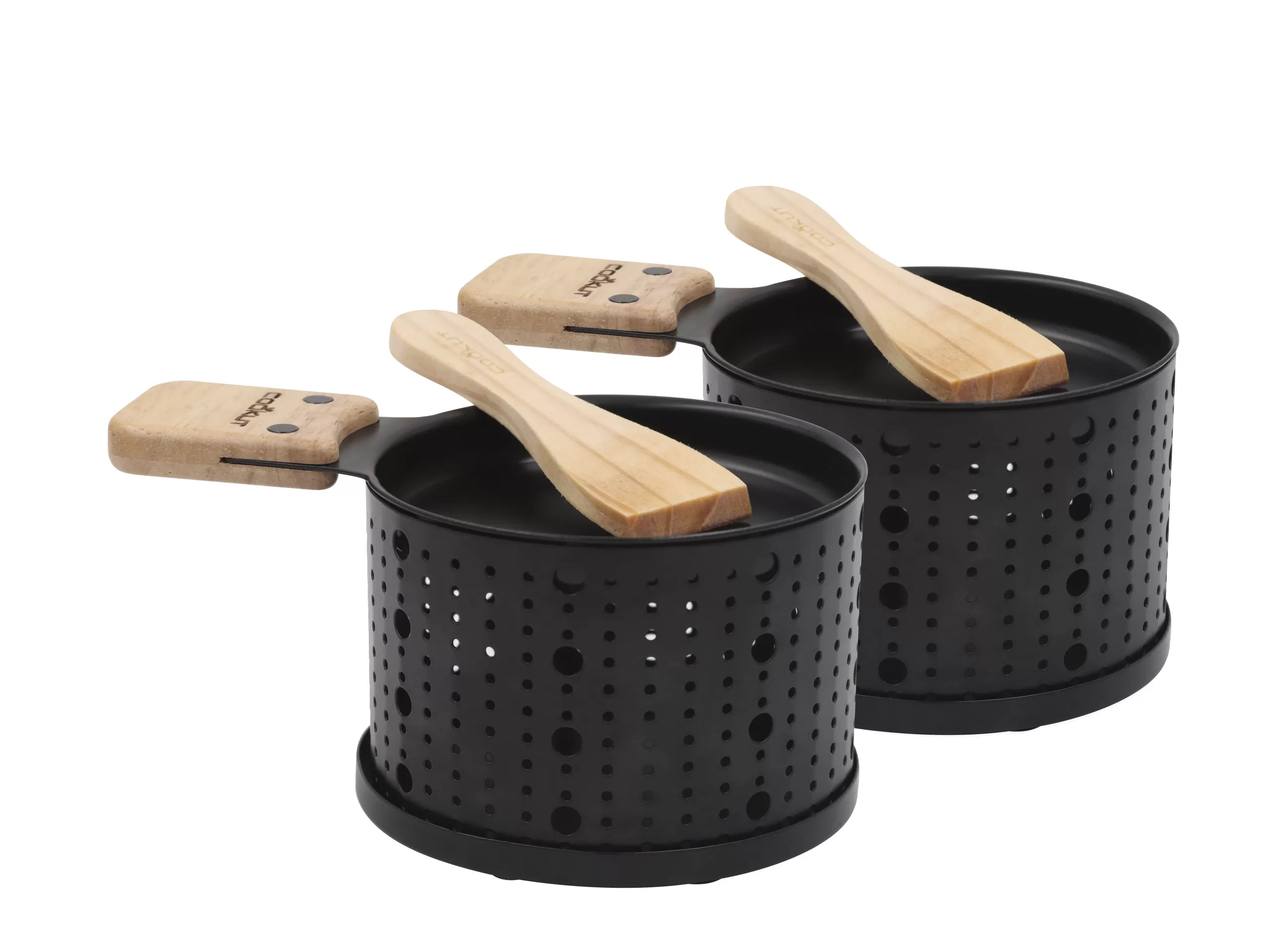Plats Et Cuisson>Cookut Set Lumi Metal/ Pour Raclette A La Bougie - 2 Personnes - Bois Naturel - Noir