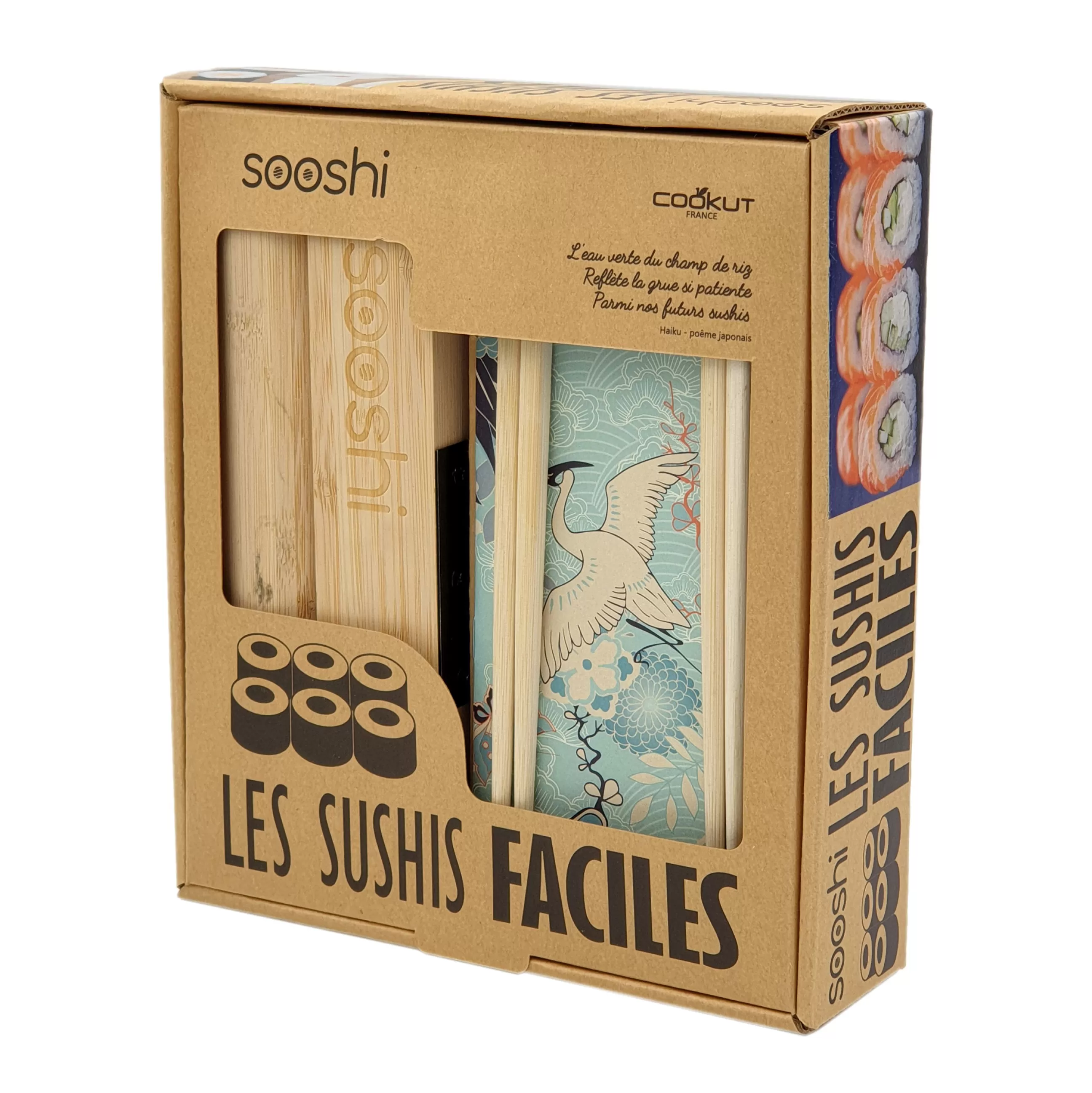 Ustensiles De Cuisines>Cookut Set Sooshi Fibre Vegetale Bois Naturel / Les Sushis Faciles - Ustensiles + Recettes - Bambou