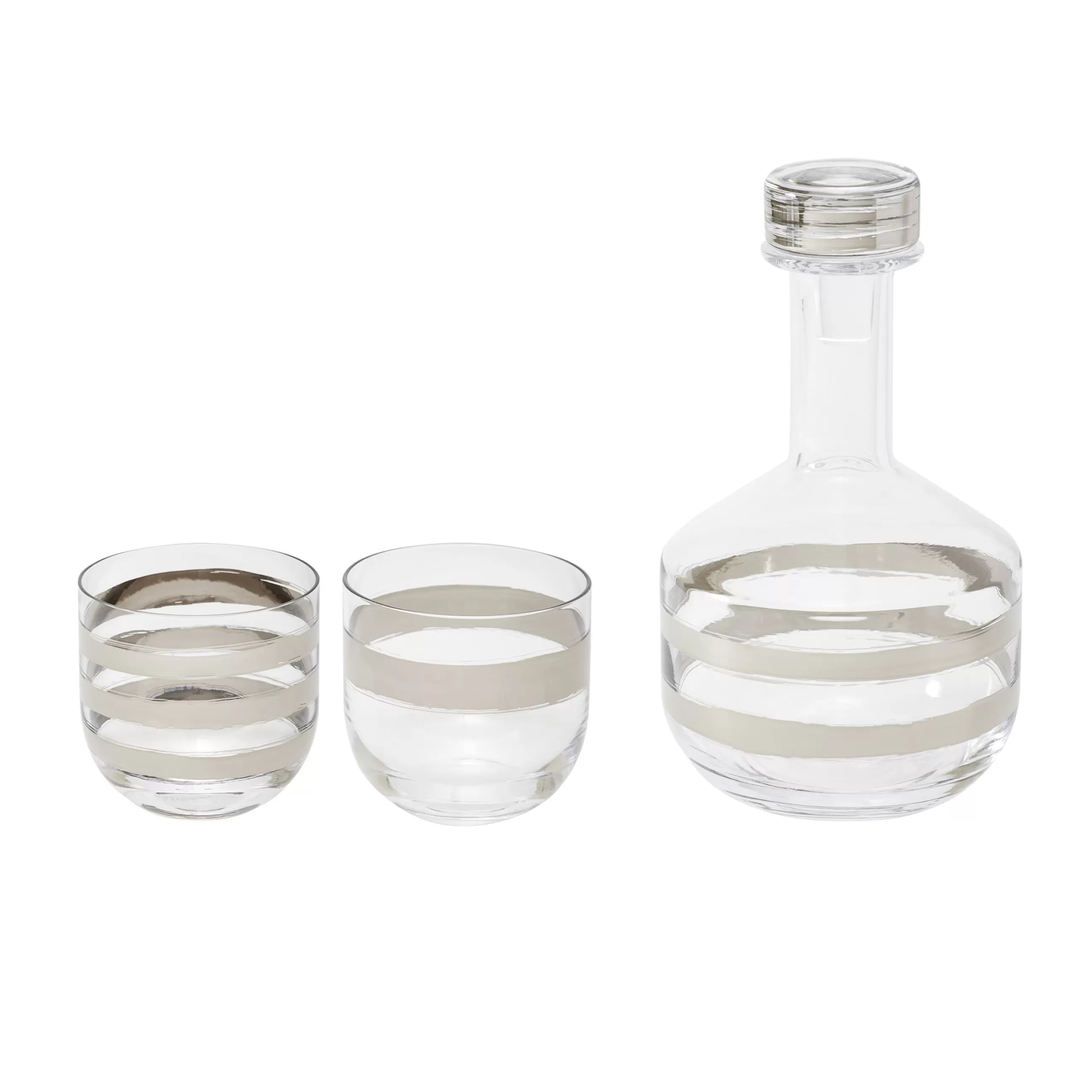 Autour Du Vin>Tom Dixon Set Whisky Twenty Tank Verre Argent Transparent / Decanteur + 2 Verres Whisky / Edition Limitee 20Eme Anniversaire - Argent - Transparent