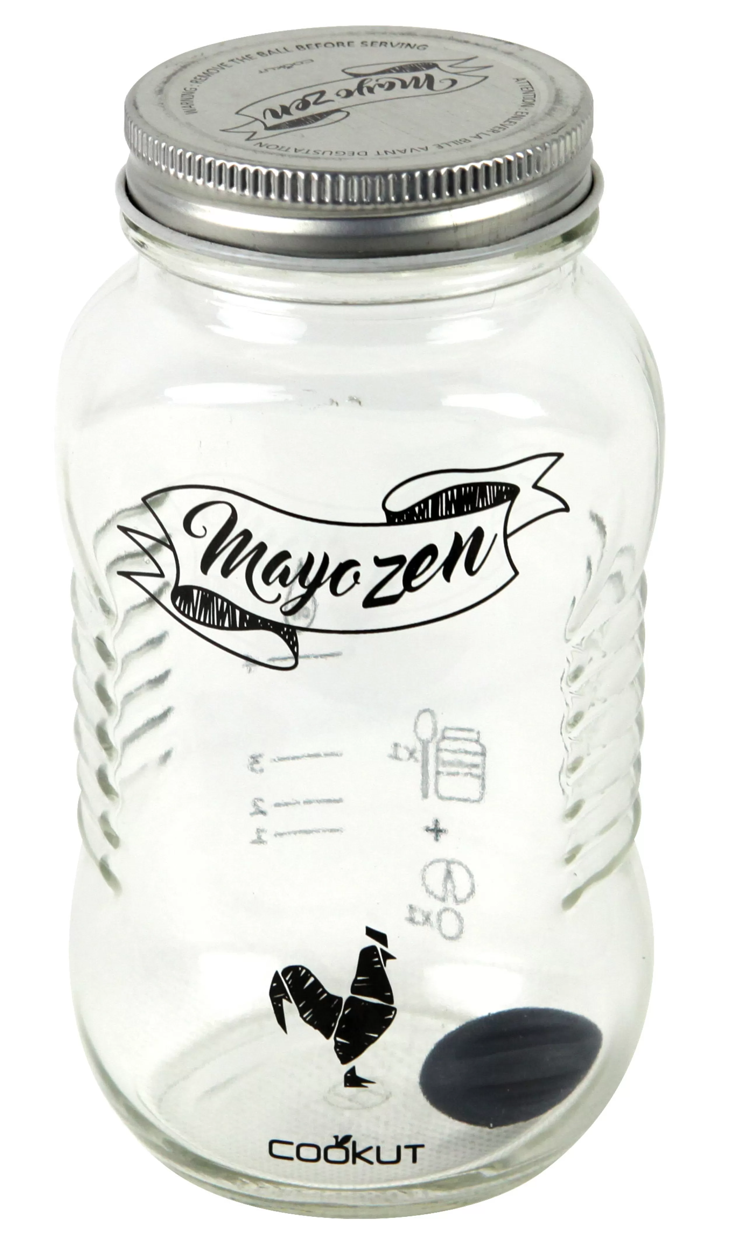 Ustensiles De Cuisines>Cookut Shaker Mayozen Verre Transparent / Pour Mayonnaise Maison - Argent - Noir - Transparent