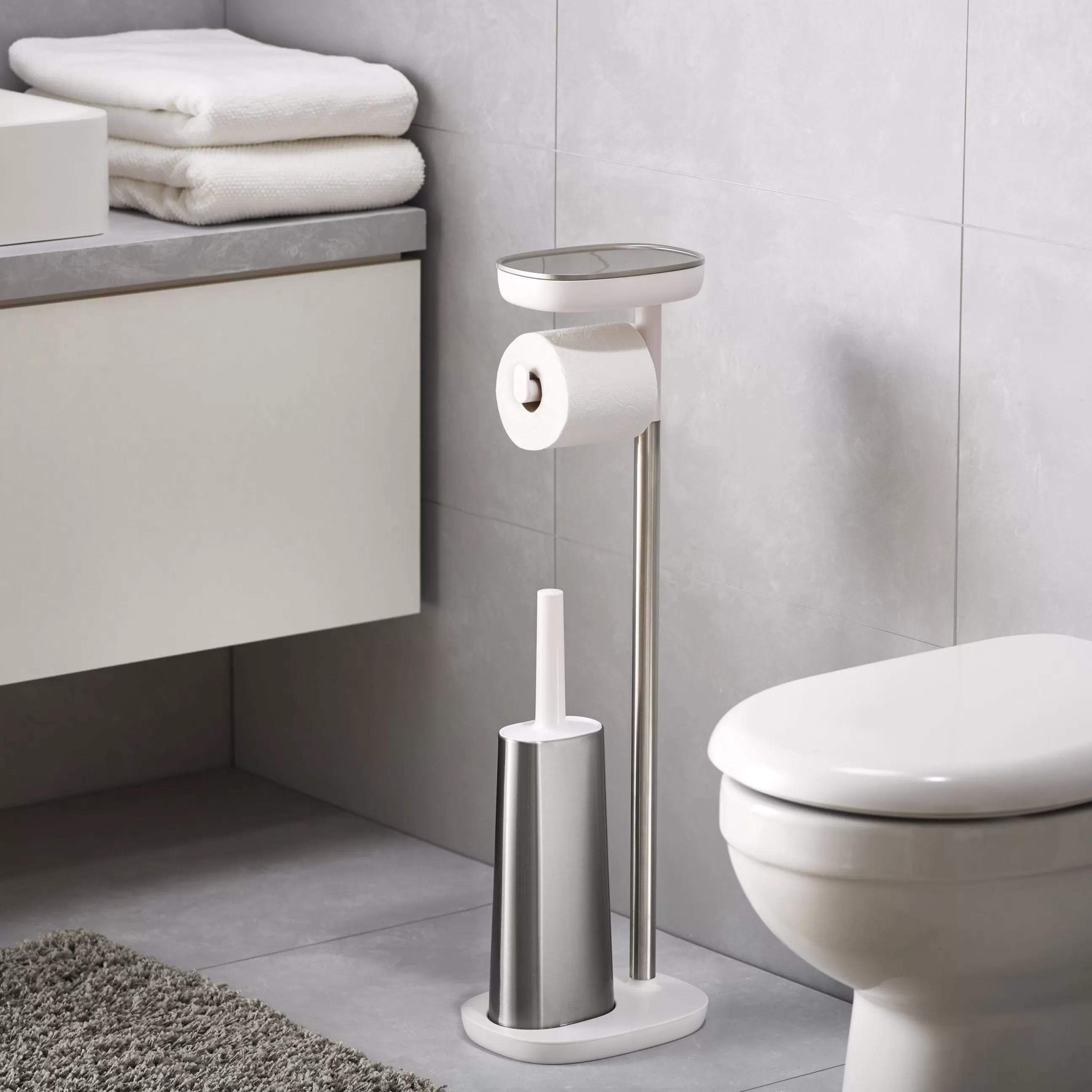 Accessoires Salle De Bains>Joseph Joseph Support Papier Toilette Easystore Metal / Avec Brosse Flex Steel & Rangement - Acier - Blanc