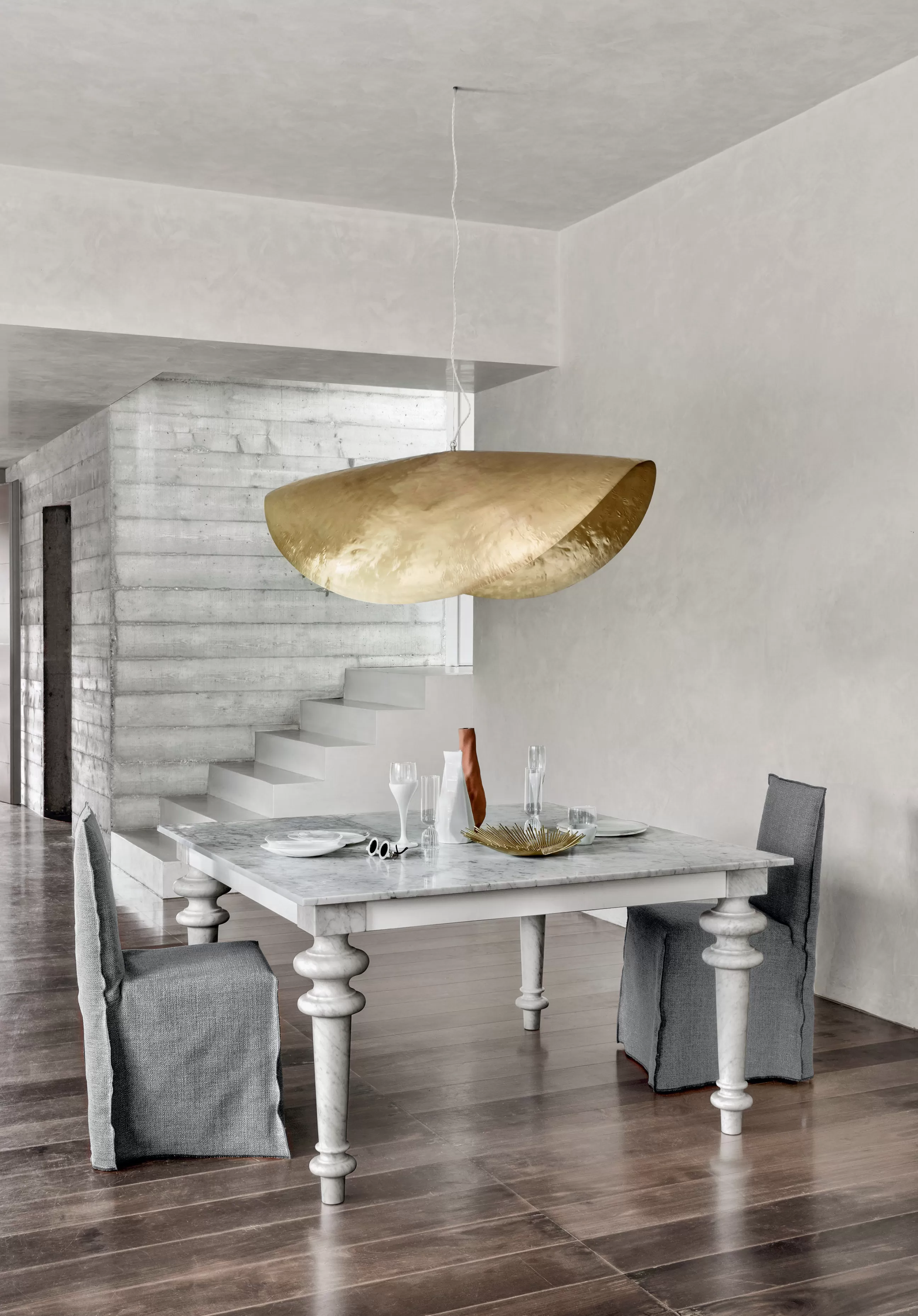 Luminaires Iconiques>Gervasoni Suspension Brass 96 Or Metal / L 120 Cm - Laiton Mat