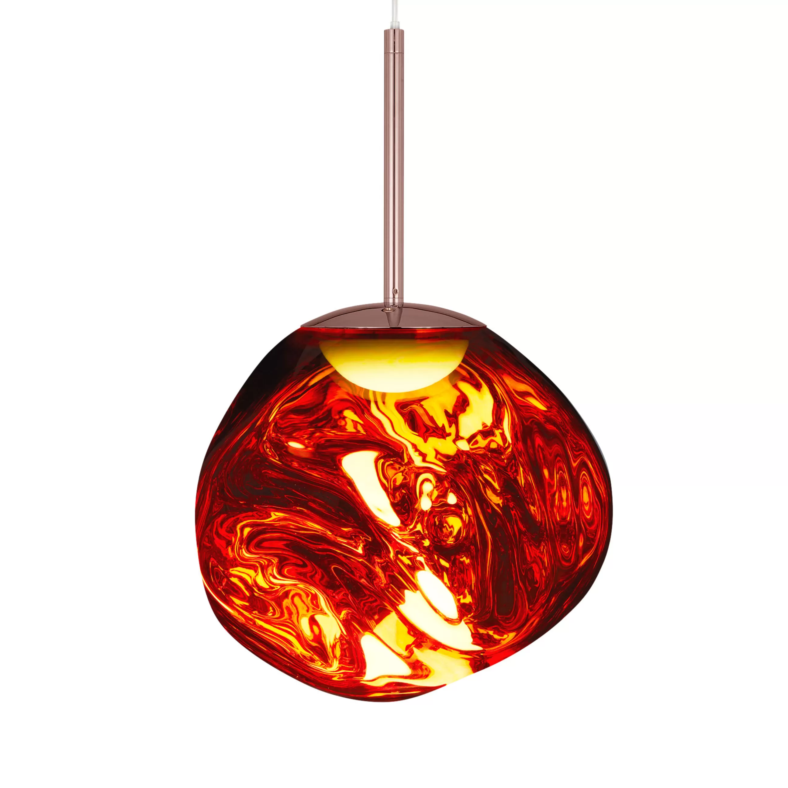 Led>Tom Dixon Suspension Melt Mini Led Plastique Orange Metal / O 28 Cm - Polycarbonate Metallise (Change De Couleur) - Cuivre