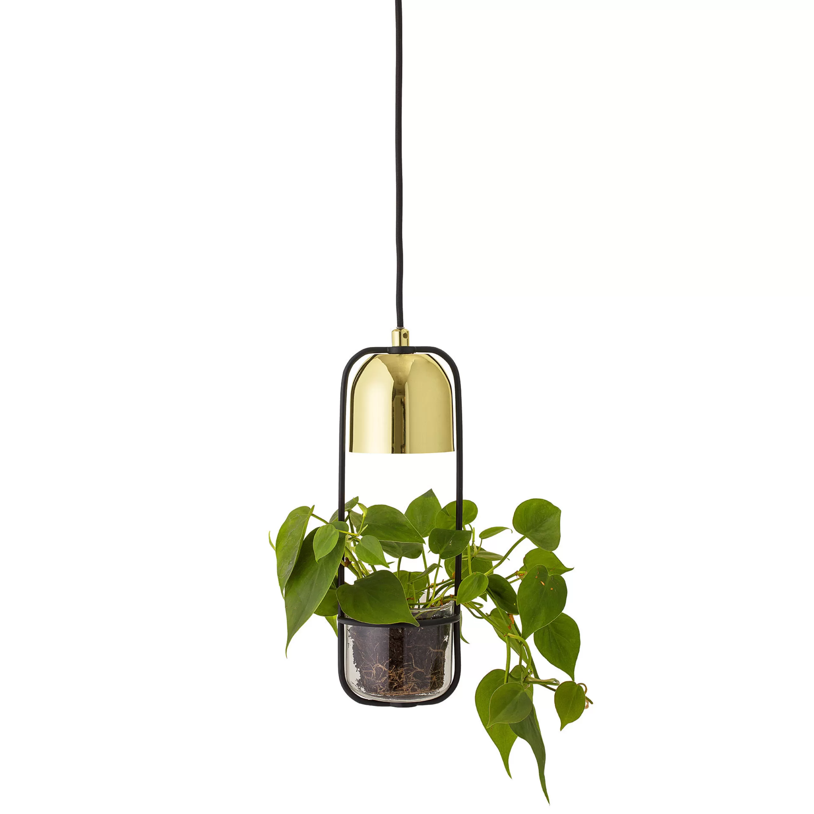Led>Bloomingville Suspension  Metal Noir Or / Avec Pot De Fleurs - O 10 X  H 34 Cm - Noir - Or