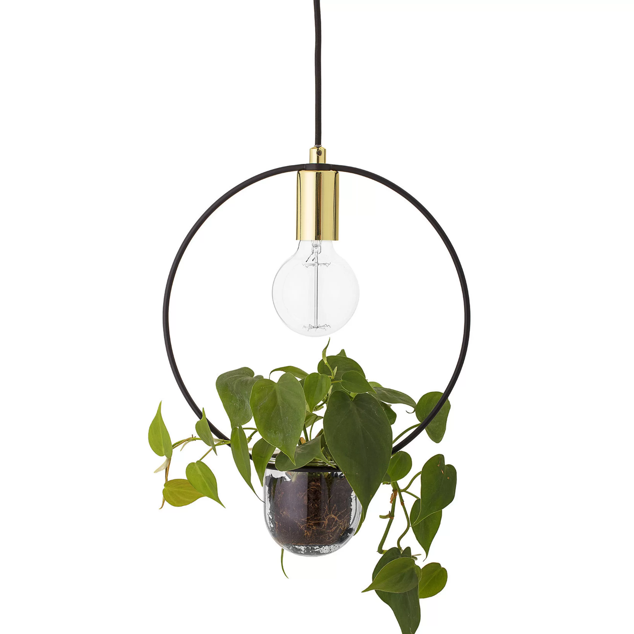 Led>Bloomingville Suspension  Metal Noir Or / Avec Pot De Fleurs - O 30 Cm - Noir - Or