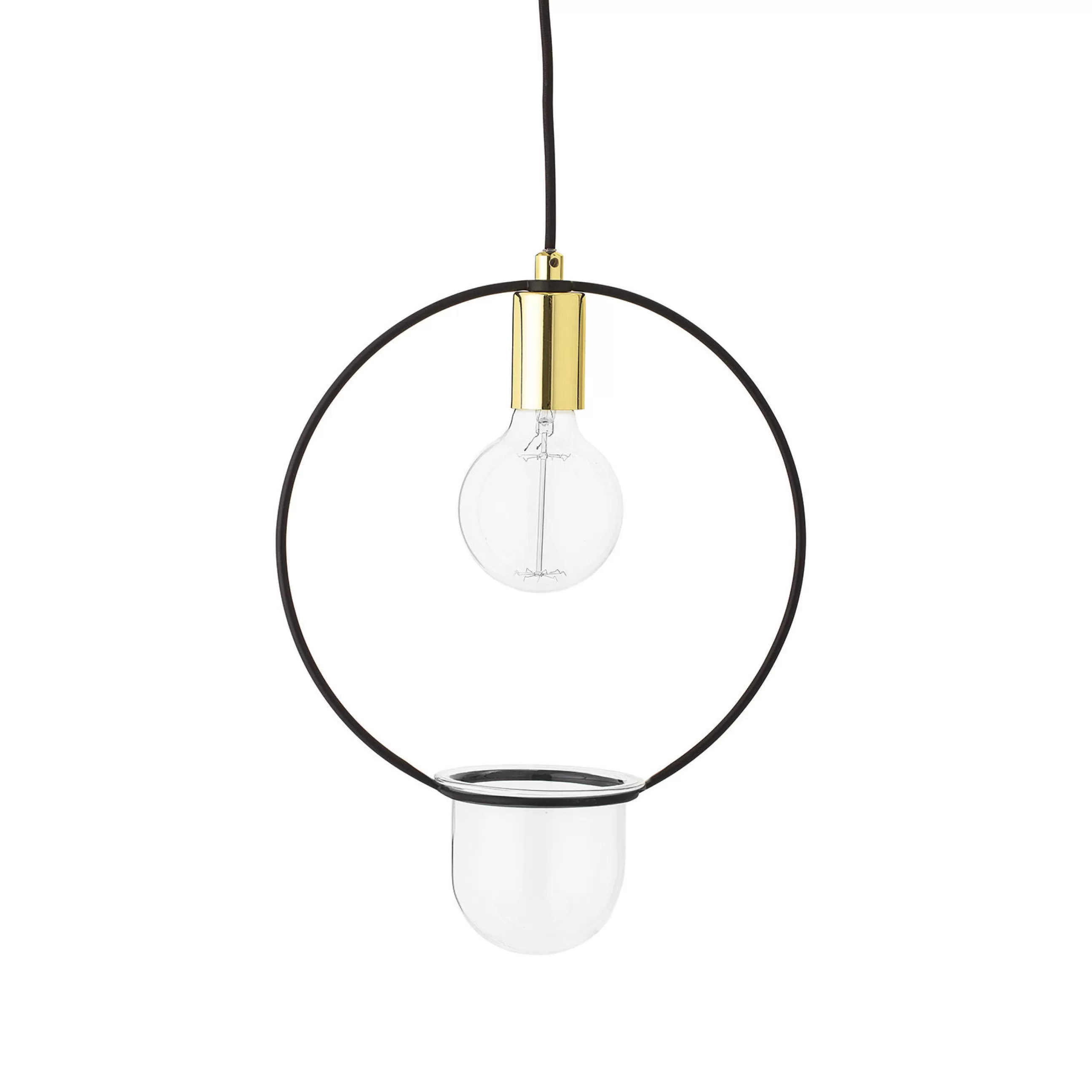 Led>Bloomingville Suspension  Metal Noir Or / Avec Pot De Fleurs - O 30 Cm - Noir - Or
