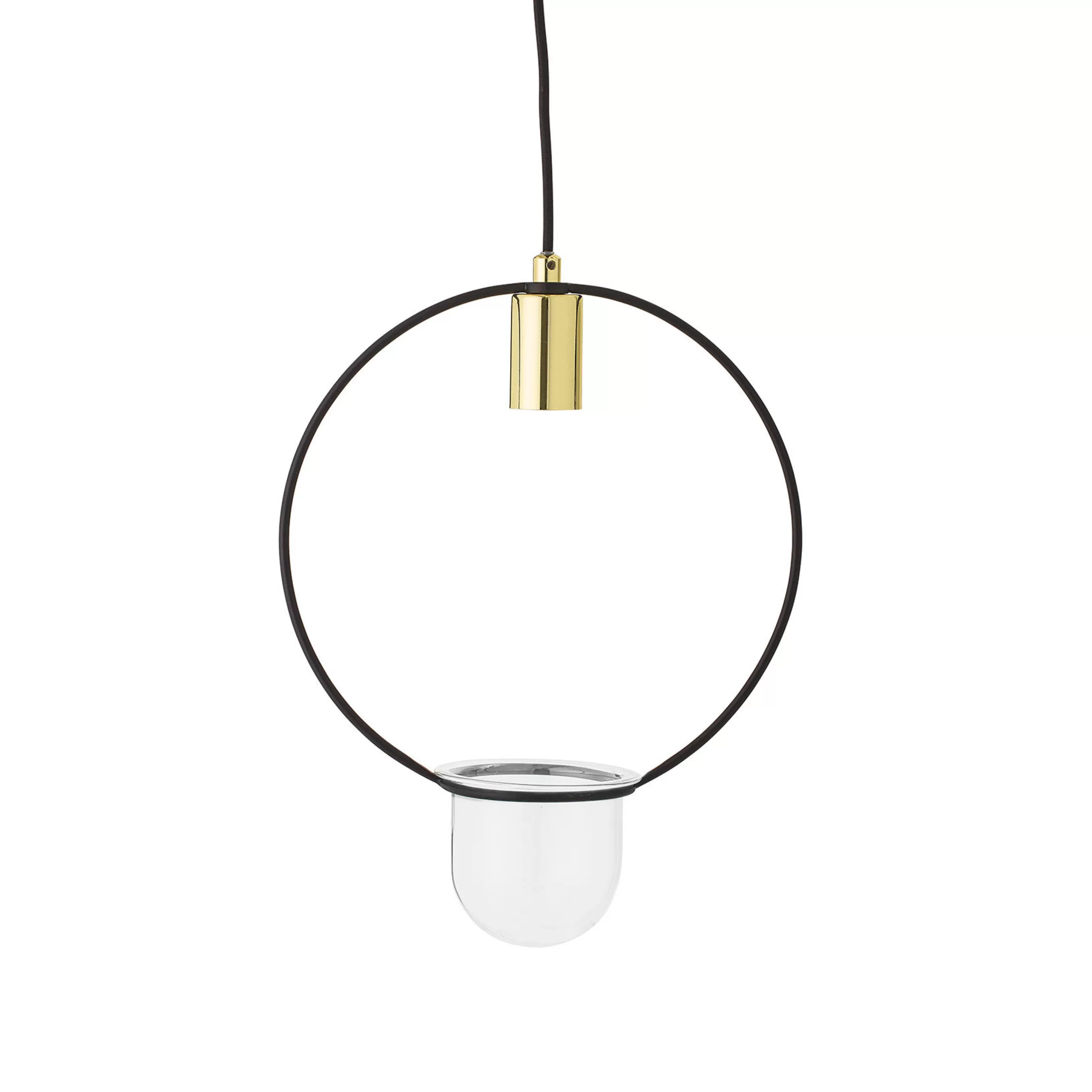 Led>Bloomingville Suspension  Metal Noir Or / Avec Pot De Fleurs - O 30 Cm - Noir - Or