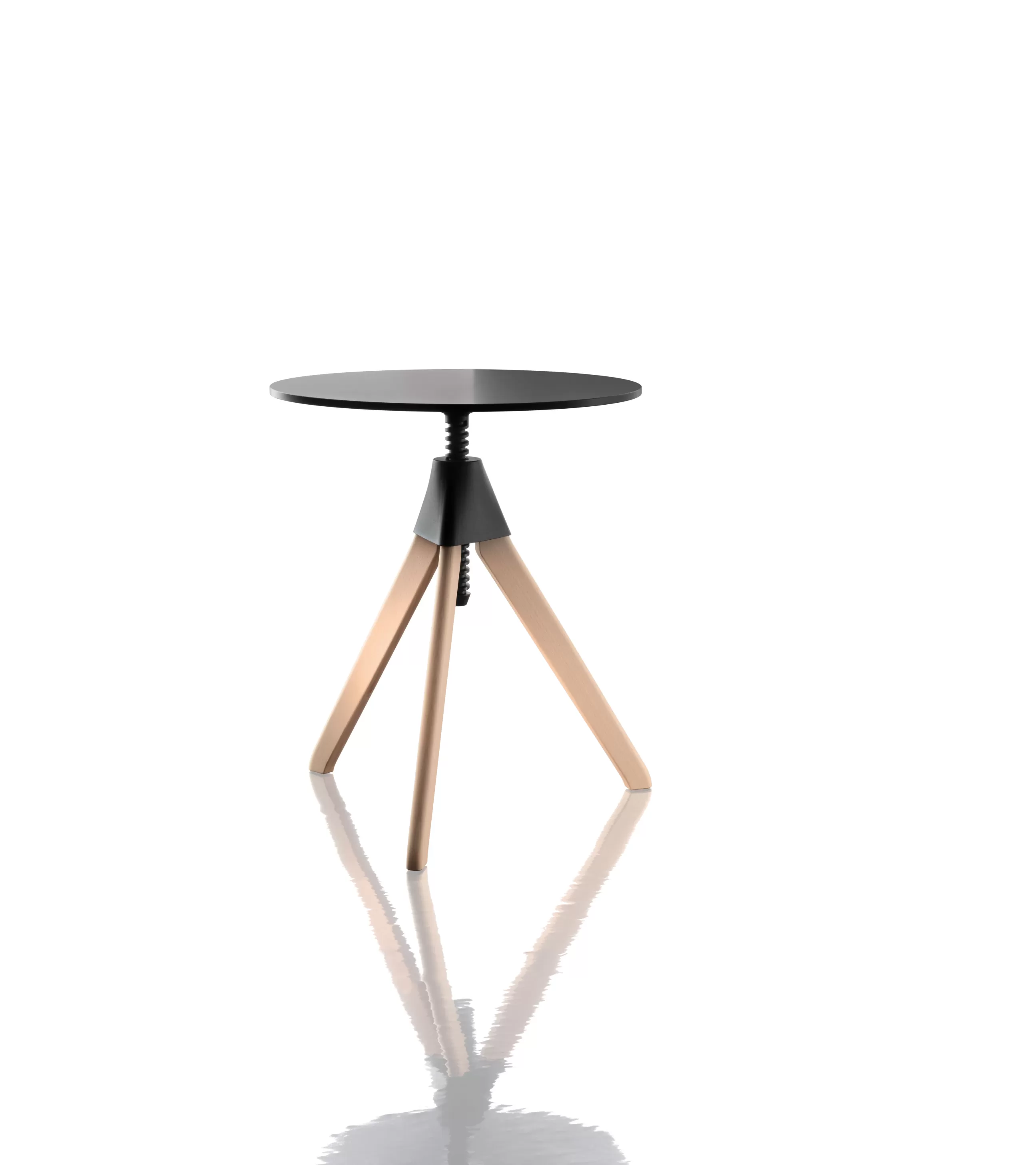 Mange Debout Et Bars>Magis Table A Hauteur Reglable Topsy Plastique Noir Bois Naturel / O 60 - Hetre Naturel - Noir